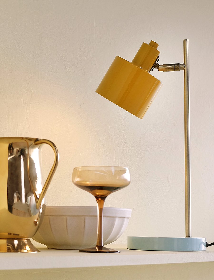 Dyberg Larsen - Ocean Table Lamp Curry/Brass/Turquoise - schreibtisch- & tischlampen - curry/brass/turquoise - 0