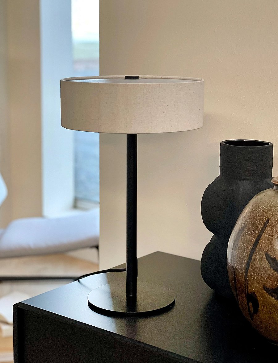 Dyberg Larsen - Calix table lamp with fabric shade - laualambid - black / beige - 0