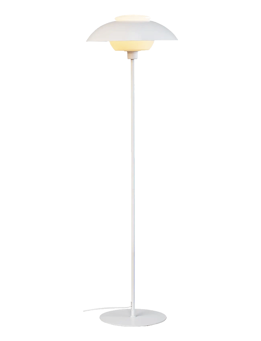 Dyberg Larsen - Opus gulvlampe hvid metal/glas - põrandalambid - white/ opal - 2