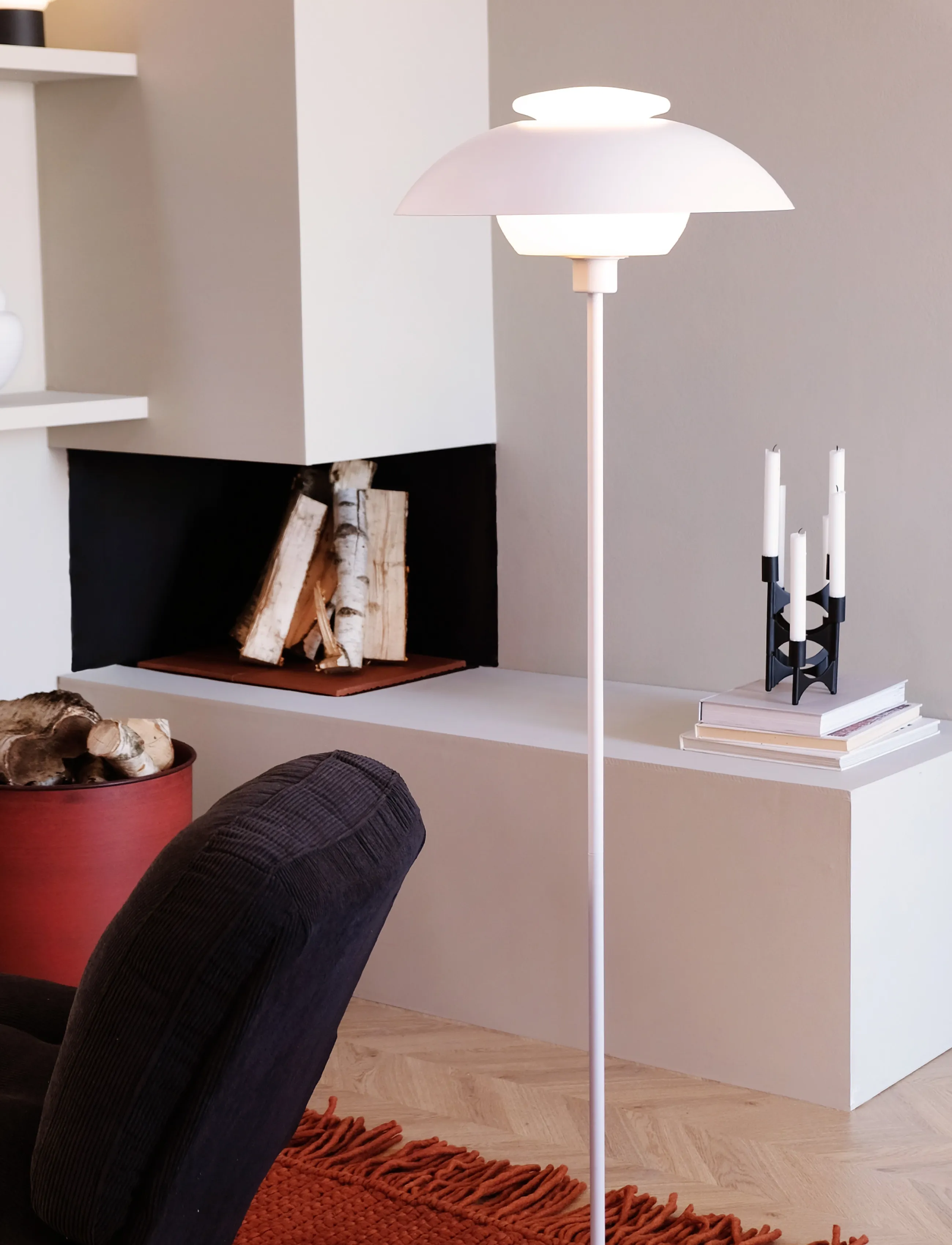 Dyberg Larsen - Opus gulvlampe hvid metal/glas - white/ opal - 0