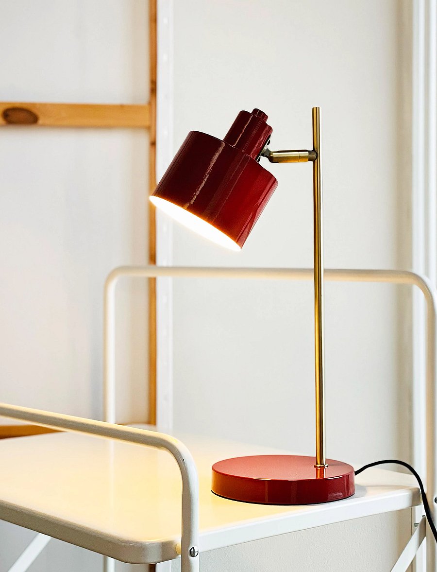 Dyberg Larsen - Ocean - galda lampas - darkred / brass - 0