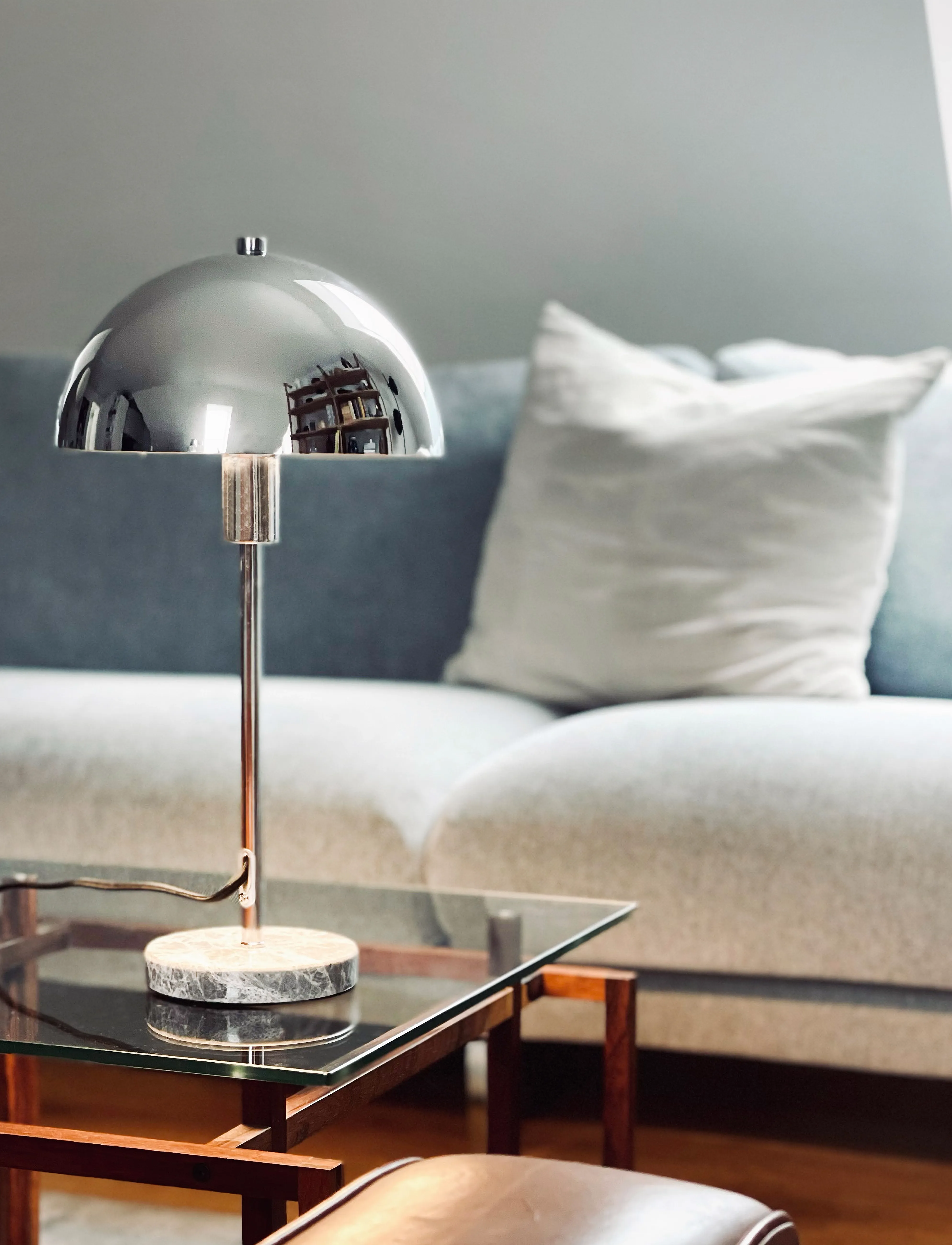 Dyberg Larsen Stockholm D20 Krom/ Marmor Bordlampe, 40.5X21X21, Silver, Lamper > Bordlamper, Unisex