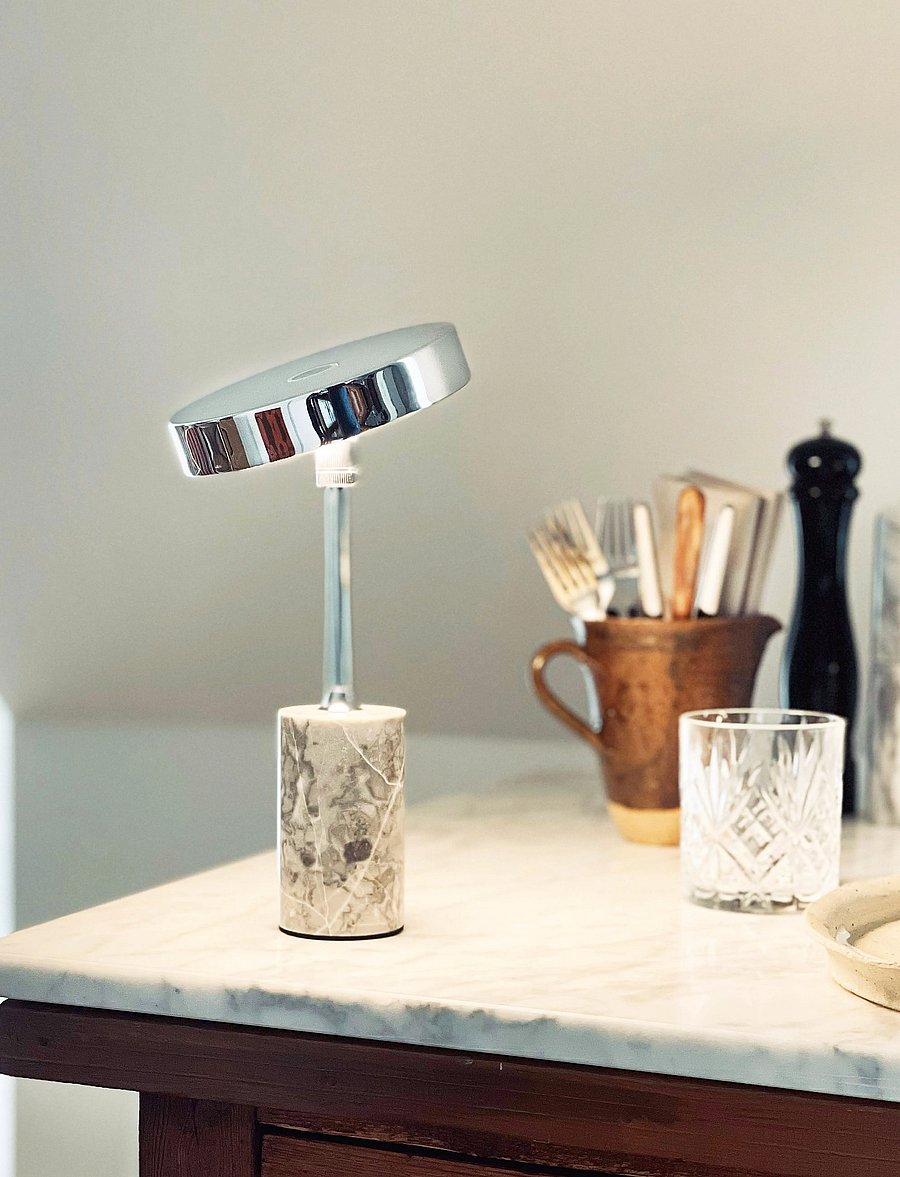 Dyberg Larsen - Starlight LED rechargeable table lamp chrome grey marble - kaasaskantavad lambid - chrome/ grey marble - 5