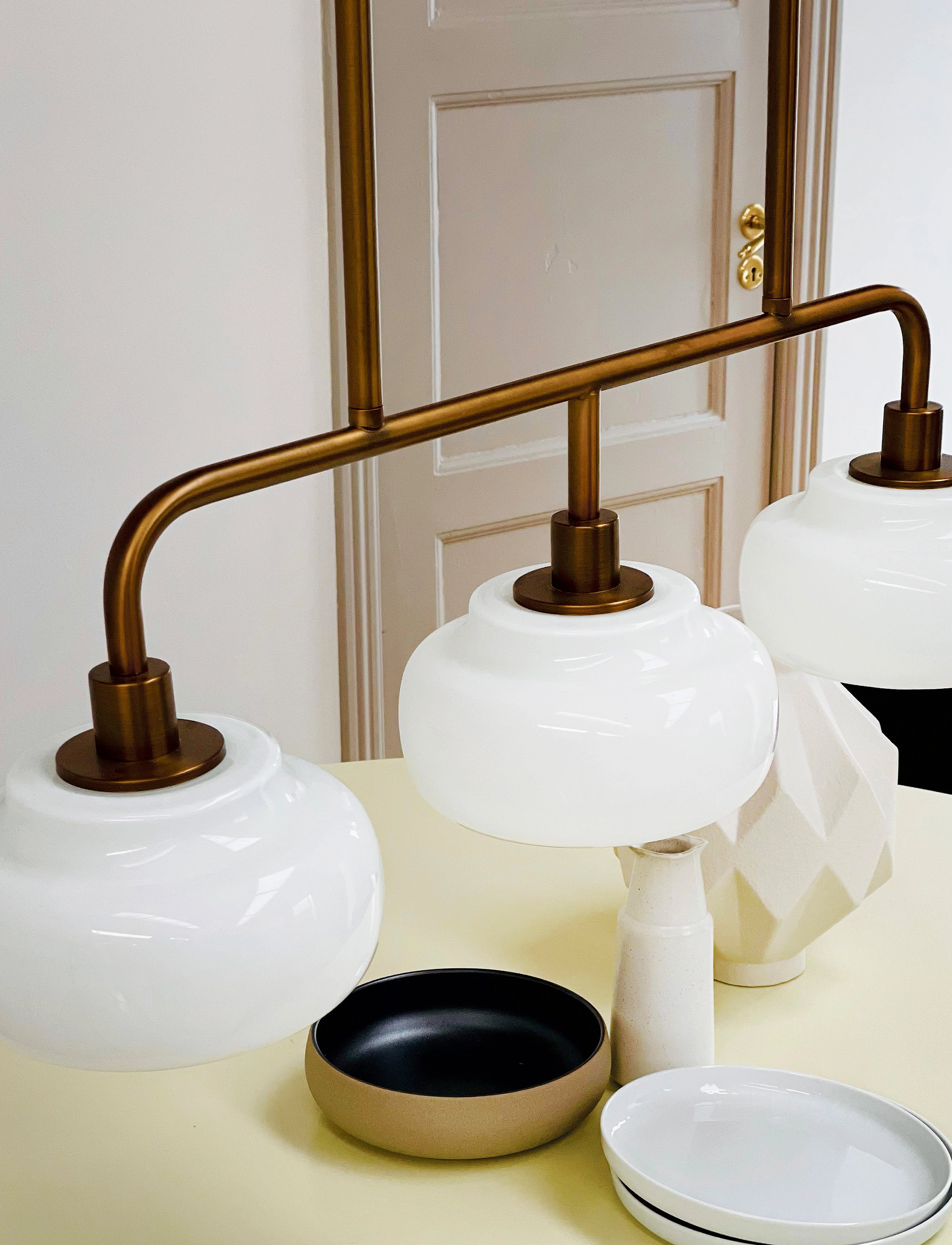 Dyberg Larsen Ossett Langbordspendel Opal / Bronze, H57.5 cm, Ceiling Lamps, Mehrfarbig/gemustert - Pendant Homeware