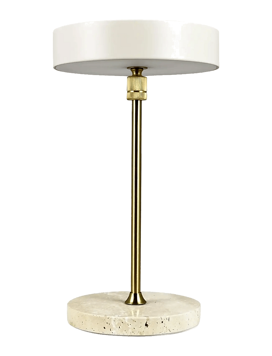 Dyberg Larsen - MOONLIGHT LED genopladelig bordlampe Beige, travertin, messing - nešiojami Šviestuvai - beige/ trevetin/ brass - 1