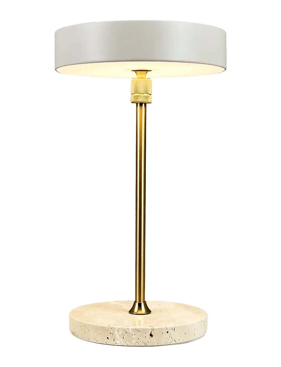 Dyberg Larsen - MOONLIGHT LED genopladelig bordlampe Beige, travertin, messing - nešiojami Šviestuvai - beige/ trevetin/ brass - 2