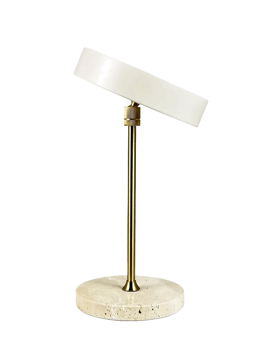 Dyberg Larsen - MOONLIGHT LED genopladelig bordlampe Beige, travertin, messing - nešiojami Šviestuvai - beige/ trevetin/ brass - 3