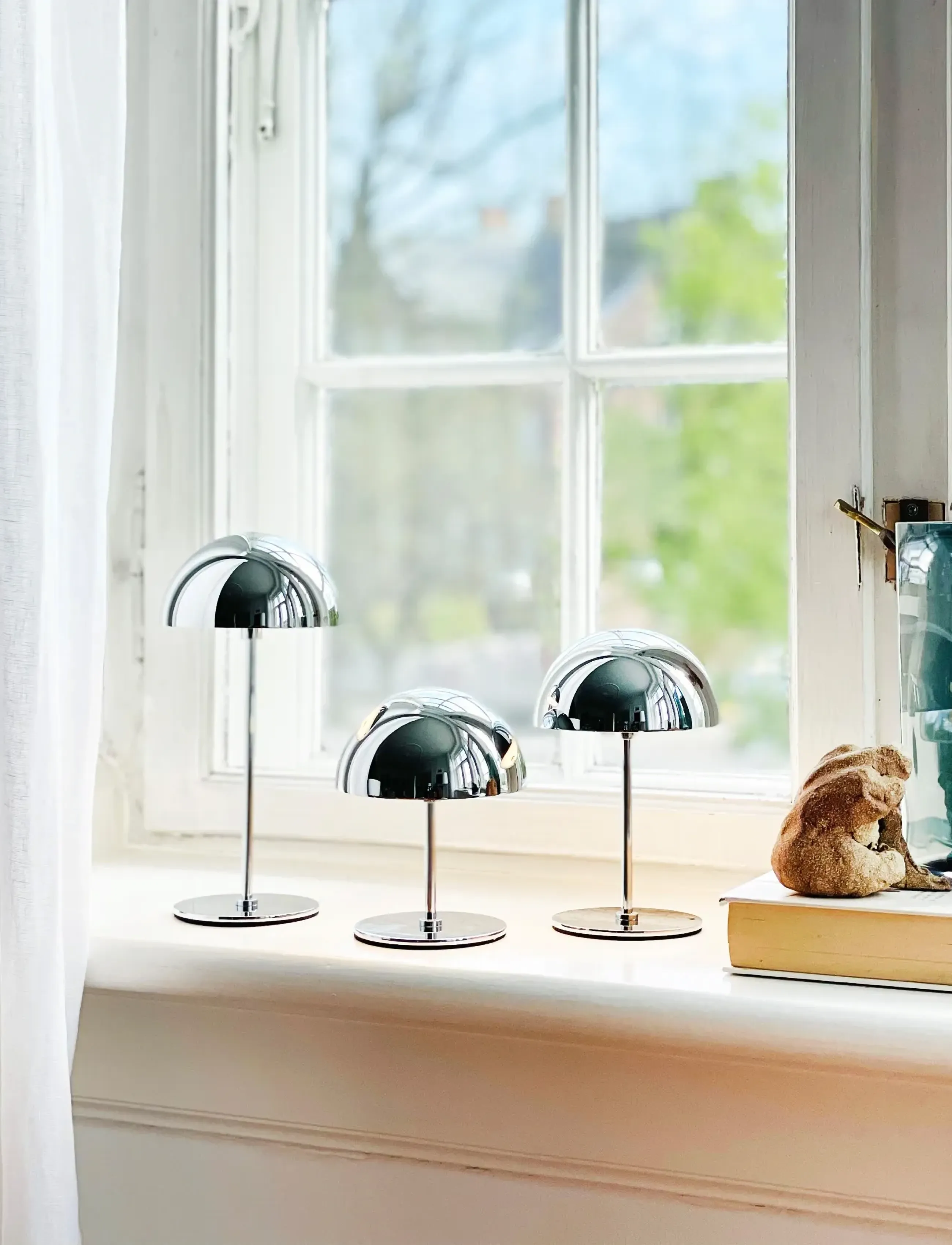 Dyberg Larsen Along Led Minibordlampe Krom 3 Stk. 10,15,20cm, One Size, Silver, Lamper > Bordlamper, Unisex