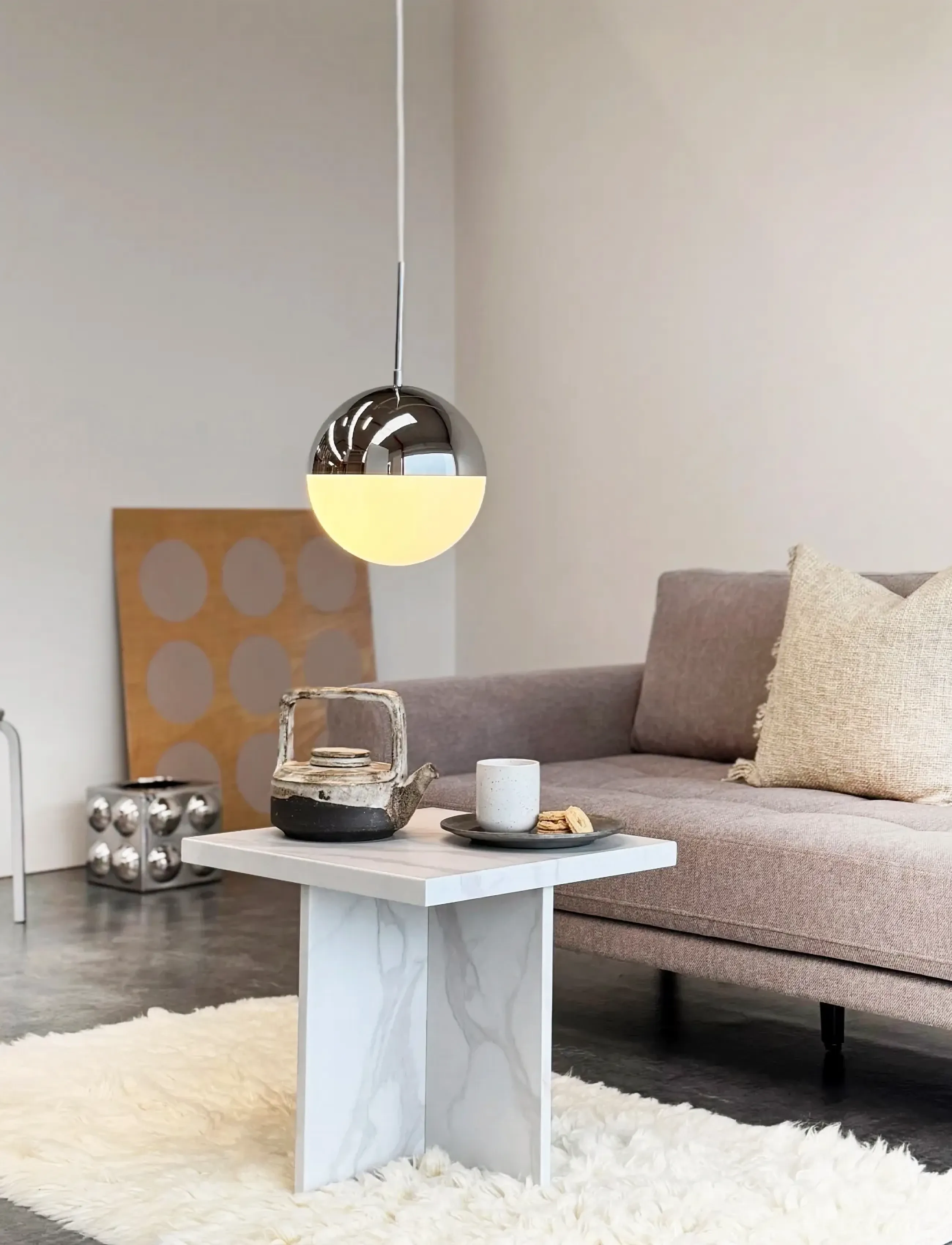 Dyberg Larsen Nova D25 Opal/ Krom Pendel, One Size, Ceiling Lamps, Silber - Pendant Homeware