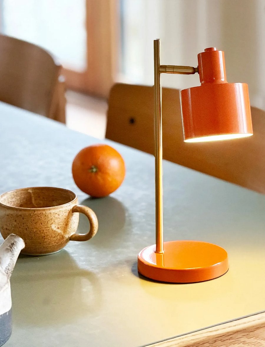 Dyberg Larsen - Ocean mini LED Portable orange/ messing bordlampe - mobile lampen - orange/ brass - 4