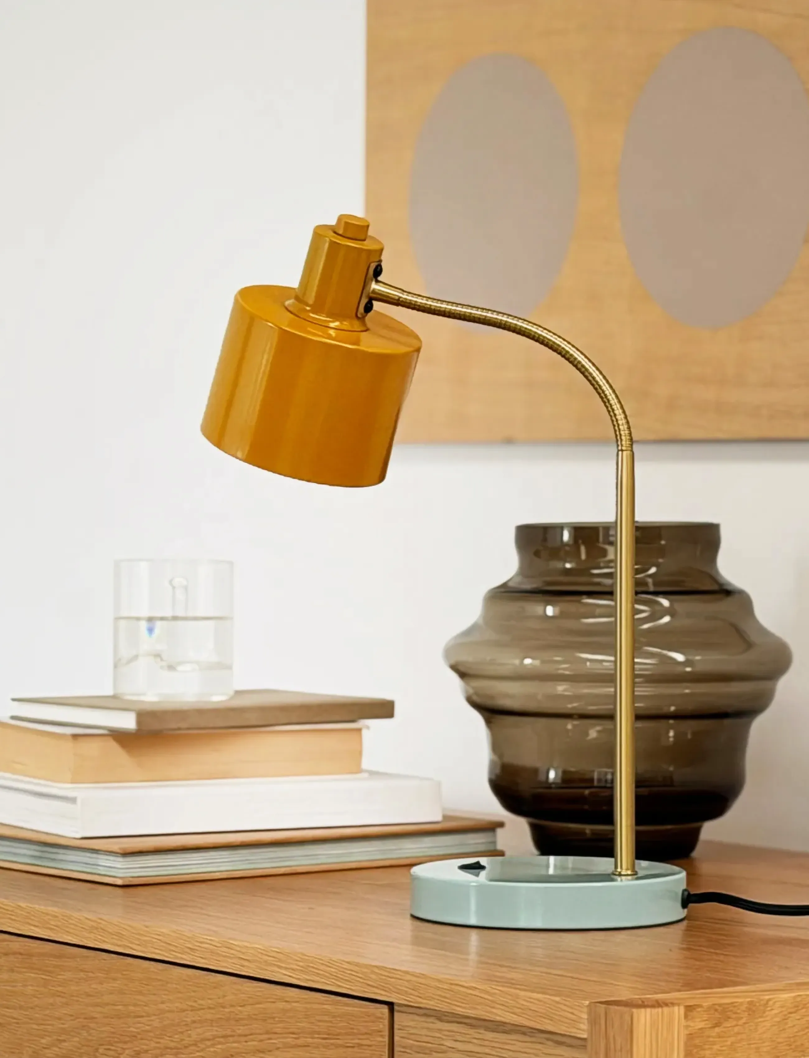 Dyberg Larsen Ocean Karry/ Messing/ Turkis Flex Bordlampe, One Size, Yellow, Lamper > Bordlamper, Unisex