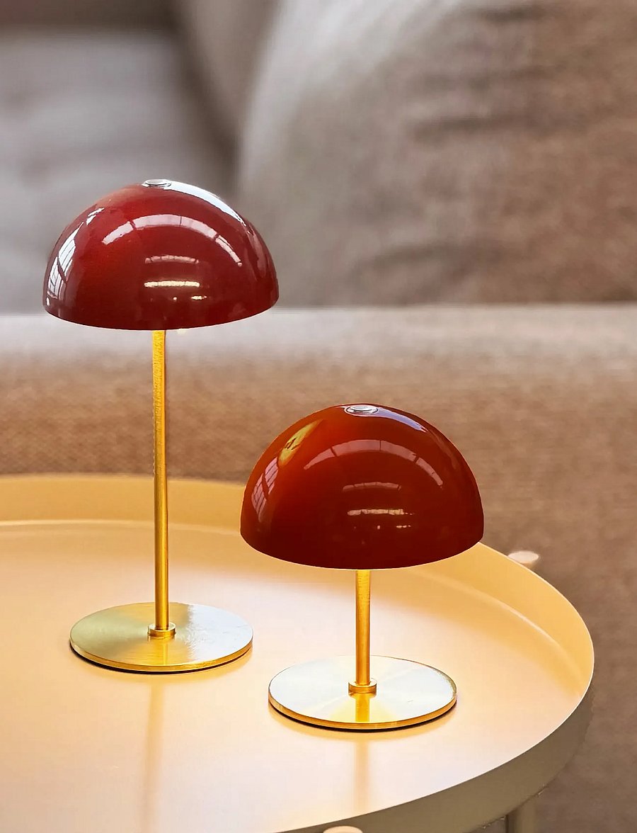 Dyberg Larsen - ALONG LED Minibordlampe mørkerød/messing 2 stk. i æske - mobile lampen - dark red/ brass - 0