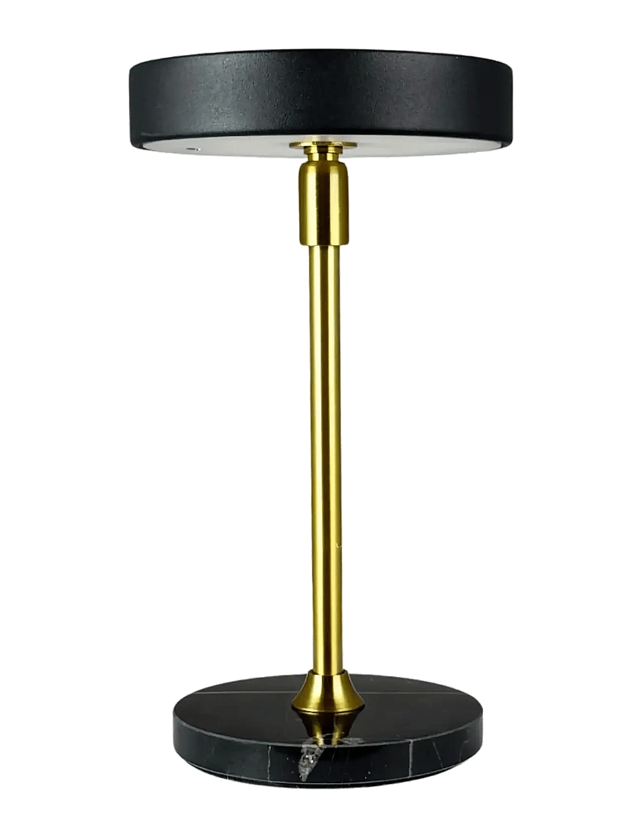 Dyberg Larsen - MOONLIGHT LED mini genopladelig bordlampe sort med sort marmor, messing - laualambid - black/ marble/ brass - 1