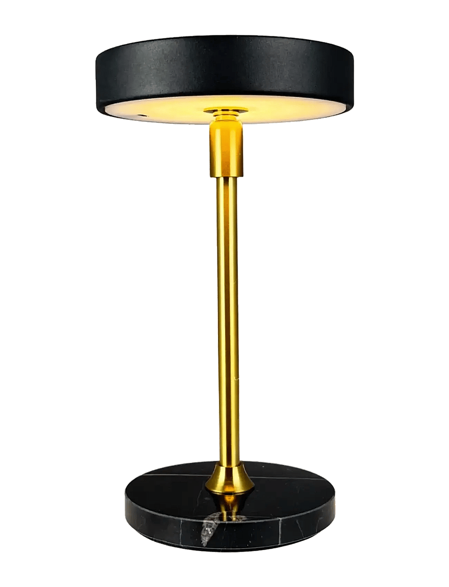 Dyberg Larsen - MOONLIGHT LED mini genopladelig bordlampe sort med sort marmor, messing - laualambid - black/ marble/ brass - 3