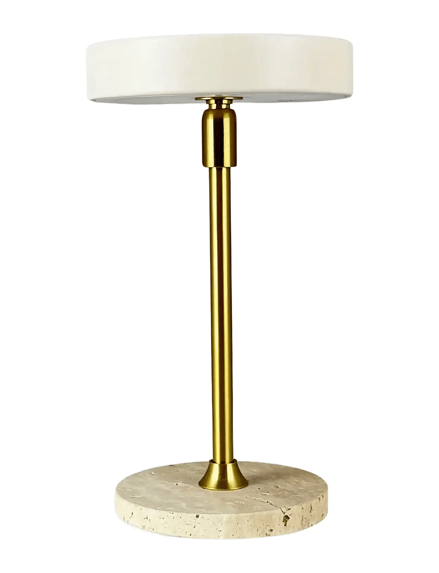 Dyberg Larsen - Moonlight LED Mini Genopladelig Bordlampe - Beige/Travertin - bordlamper - beige/ trevetin/ brass - 1