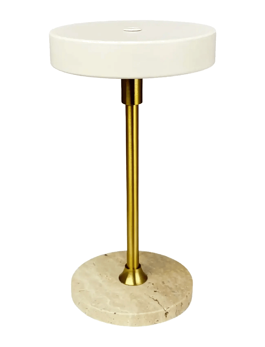 Dyberg Larsen - Moonlight LED Mini Genopladelig Bordlampe - Beige/Travertin - bordlamper - beige/ trevetin/ brass - 2
