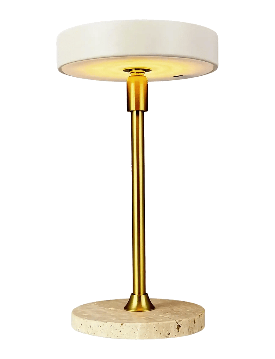 Dyberg Larsen - Moonlight LED Mini Genopladelig Bordlampe - Beige/Travertin - bordlamper - beige/ trevetin/ brass - 3