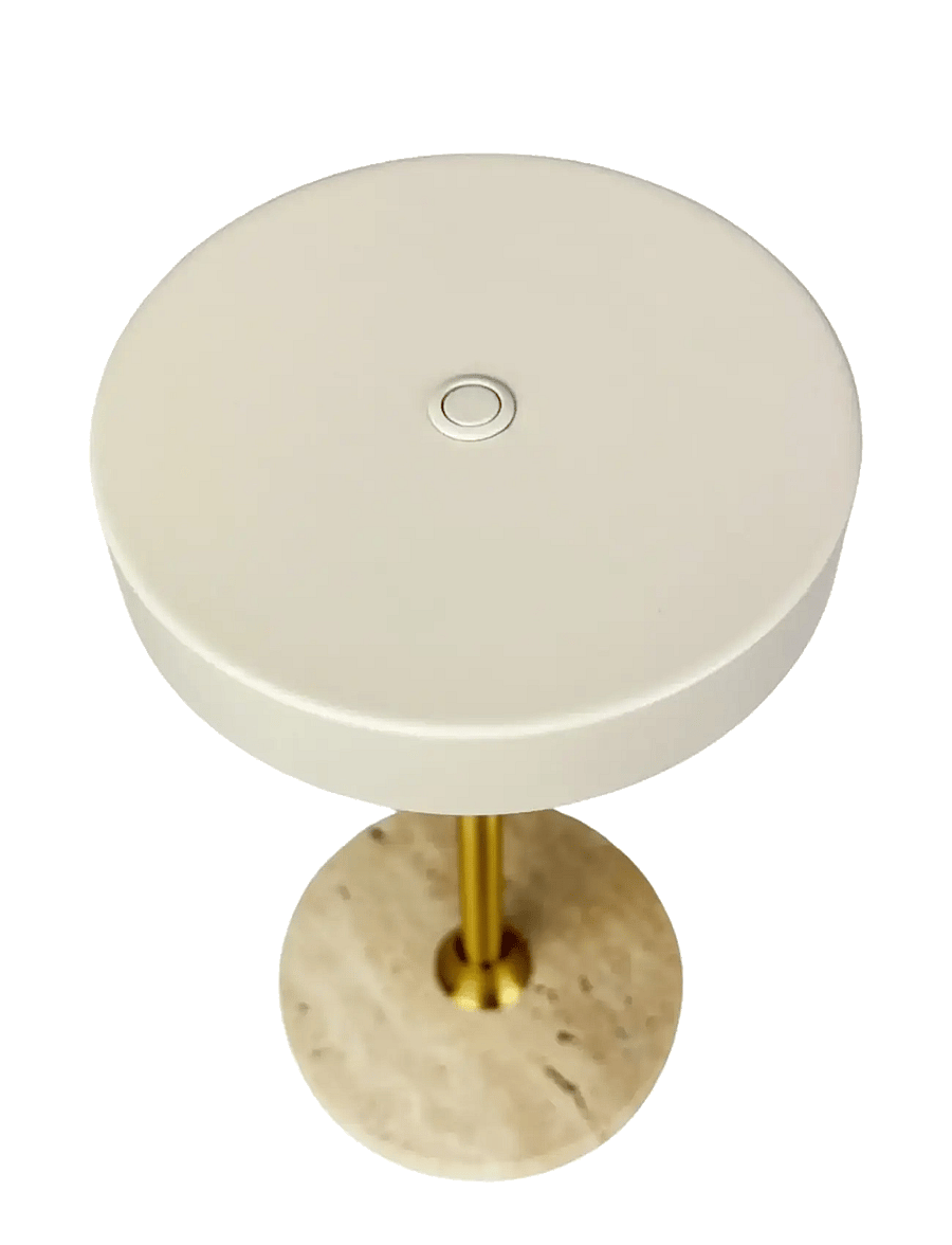 Dyberg Larsen - Moonlight LED Mini Genopladelig Bordlampe - Beige/Travertin - bordlamper - beige/ trevetin/ brass - 4