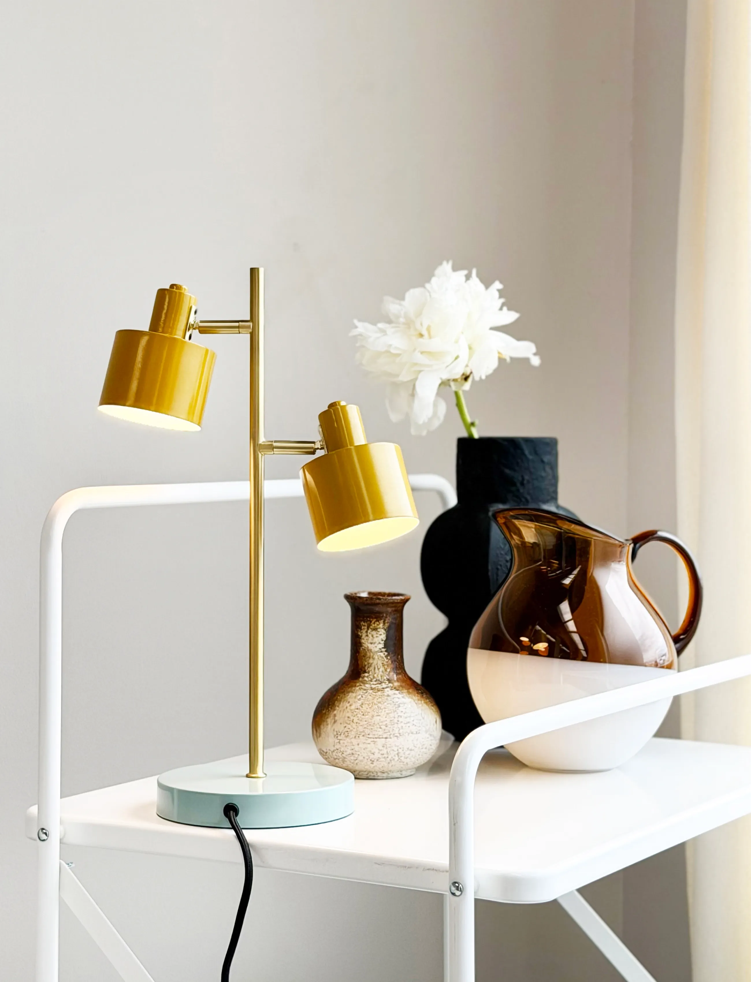 Dyberg Larsen - Ocean Bordlampe 2 skærme - Karry/Turkis - curry/ brass/ turquoise - 0