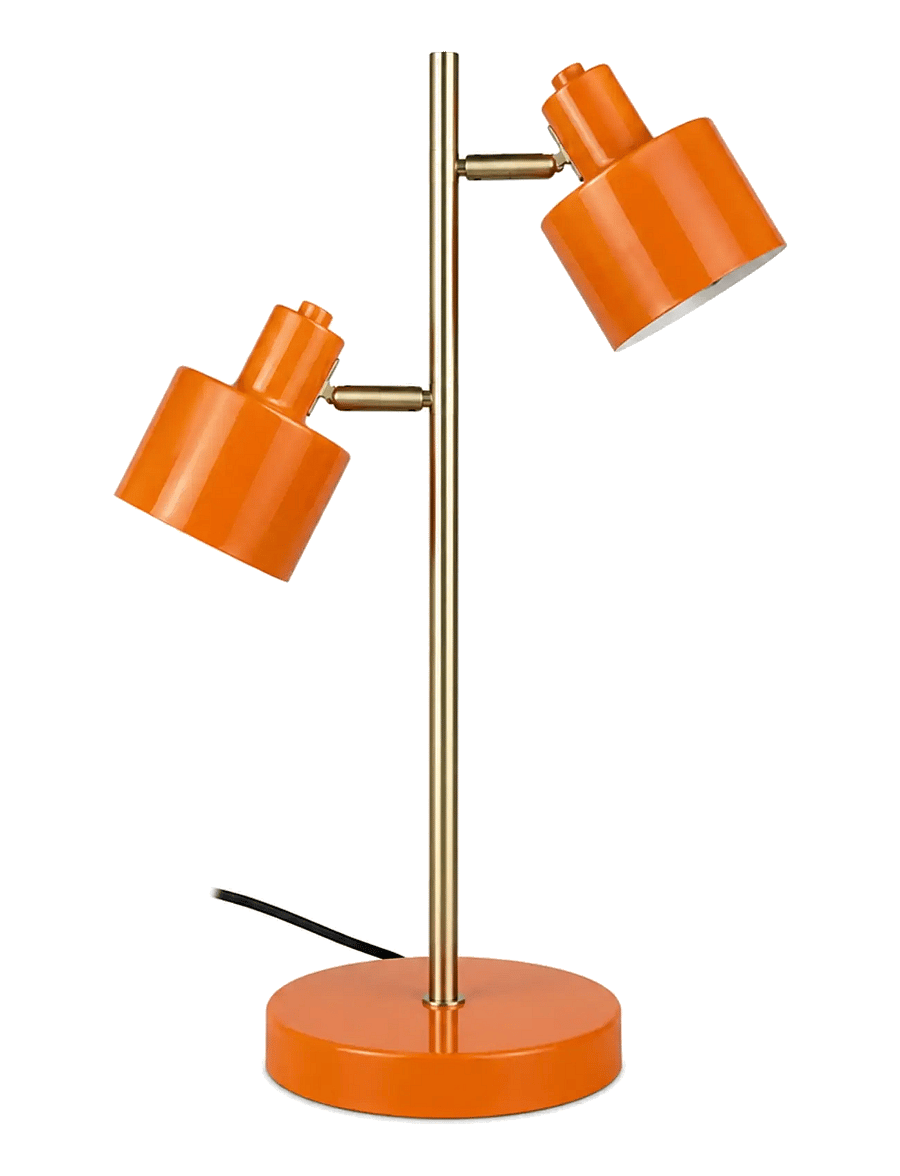Dyberg Larsen - Ocean Bordlampe 2 skærme - Orange - galda lampas - orange/ brass - 0