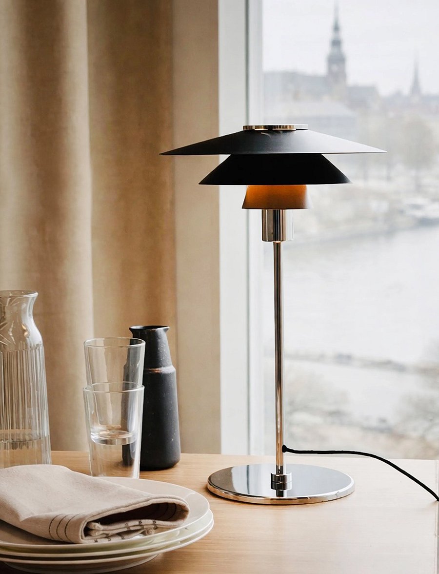 Dyberg Larsen - Kay Bordlampe - Sort - schreibtisch- & tischlampen - black/ chrome - 0