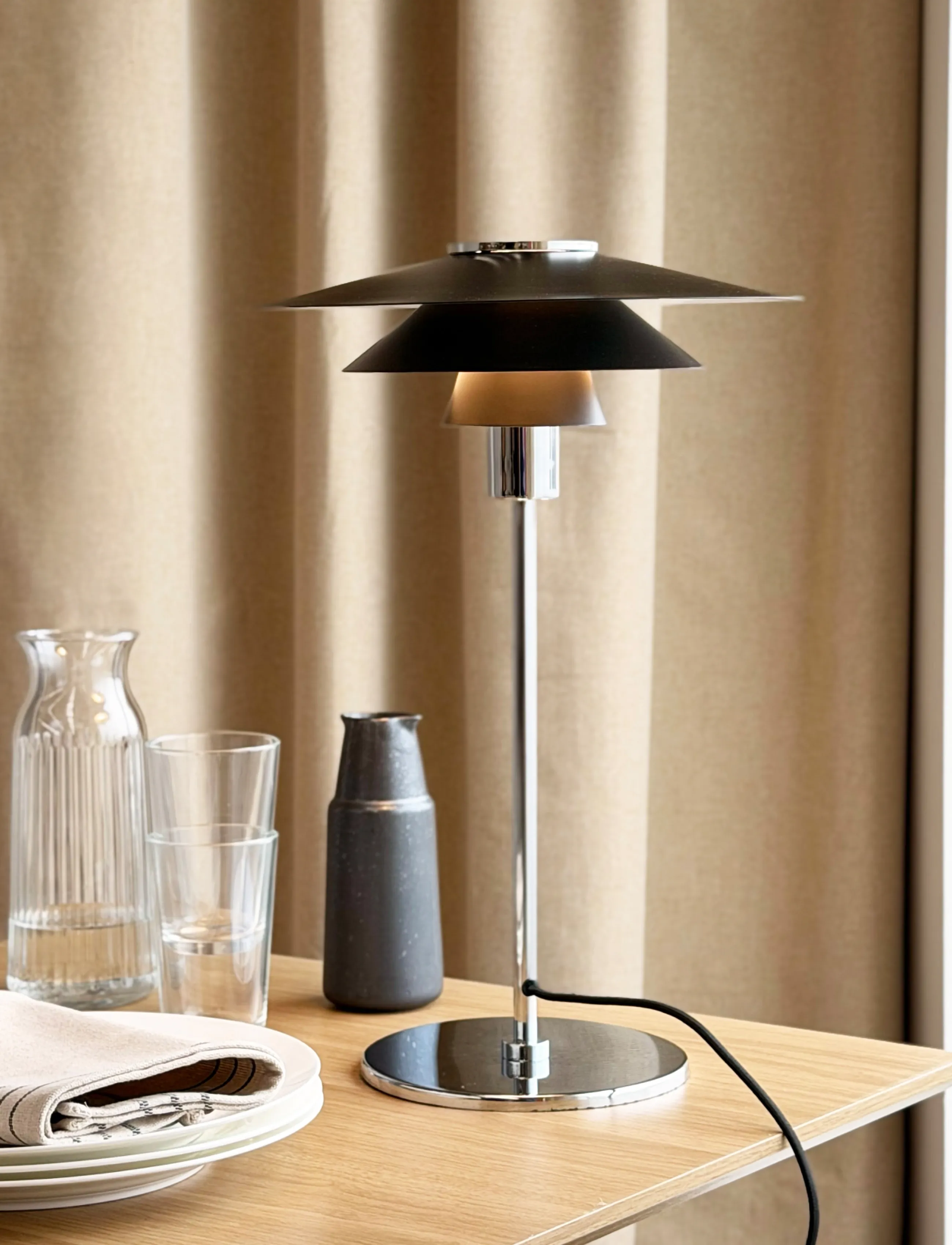 Dyberg Larsen - Kay Bordlampe - Sort - schreibtisch- & tischlampen - black/ chrome - 4