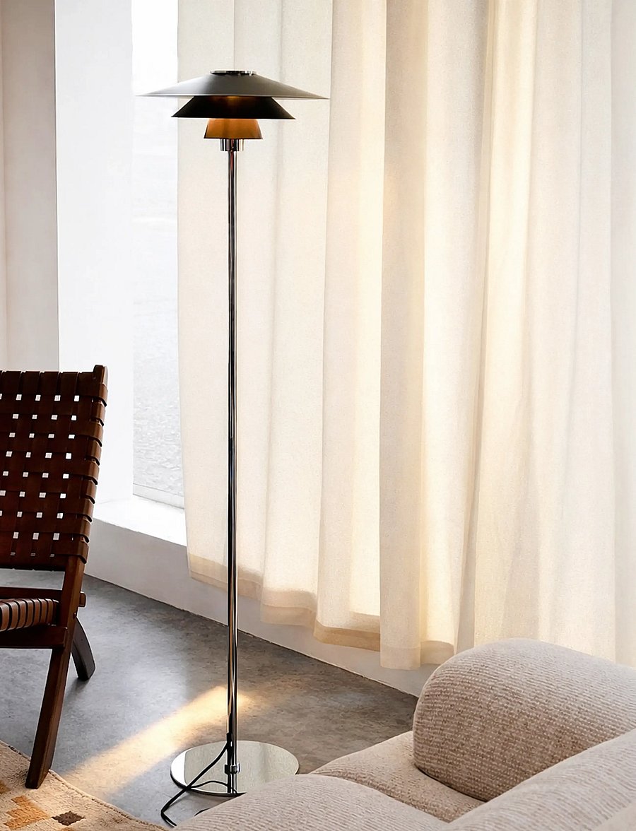 Dyberg Larsen - Kay gulvlampe - Sort - stehlampen - black/ chrome - 0