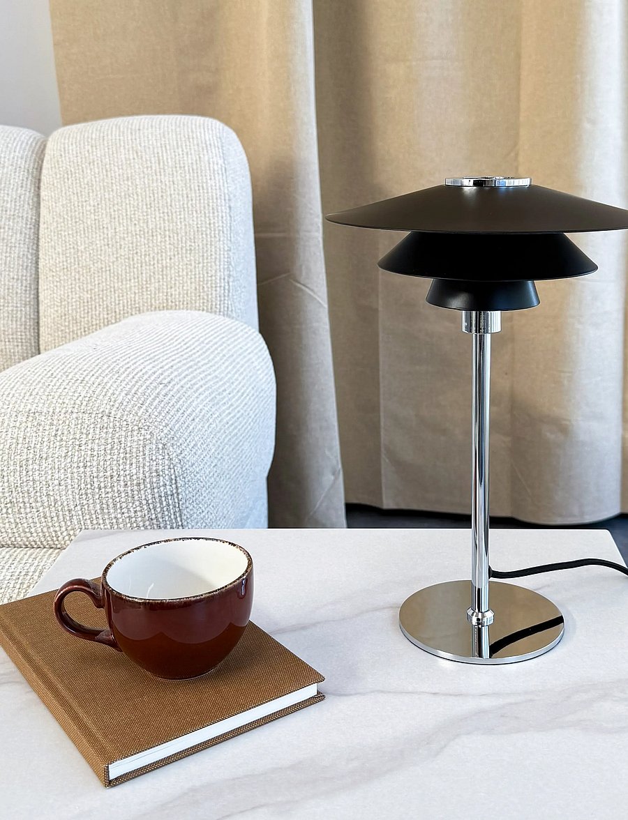 Dyberg Larsen - Kay mini Bordlampe - Sort - schreibtisch- & tischlampen - black/ chrome - 0