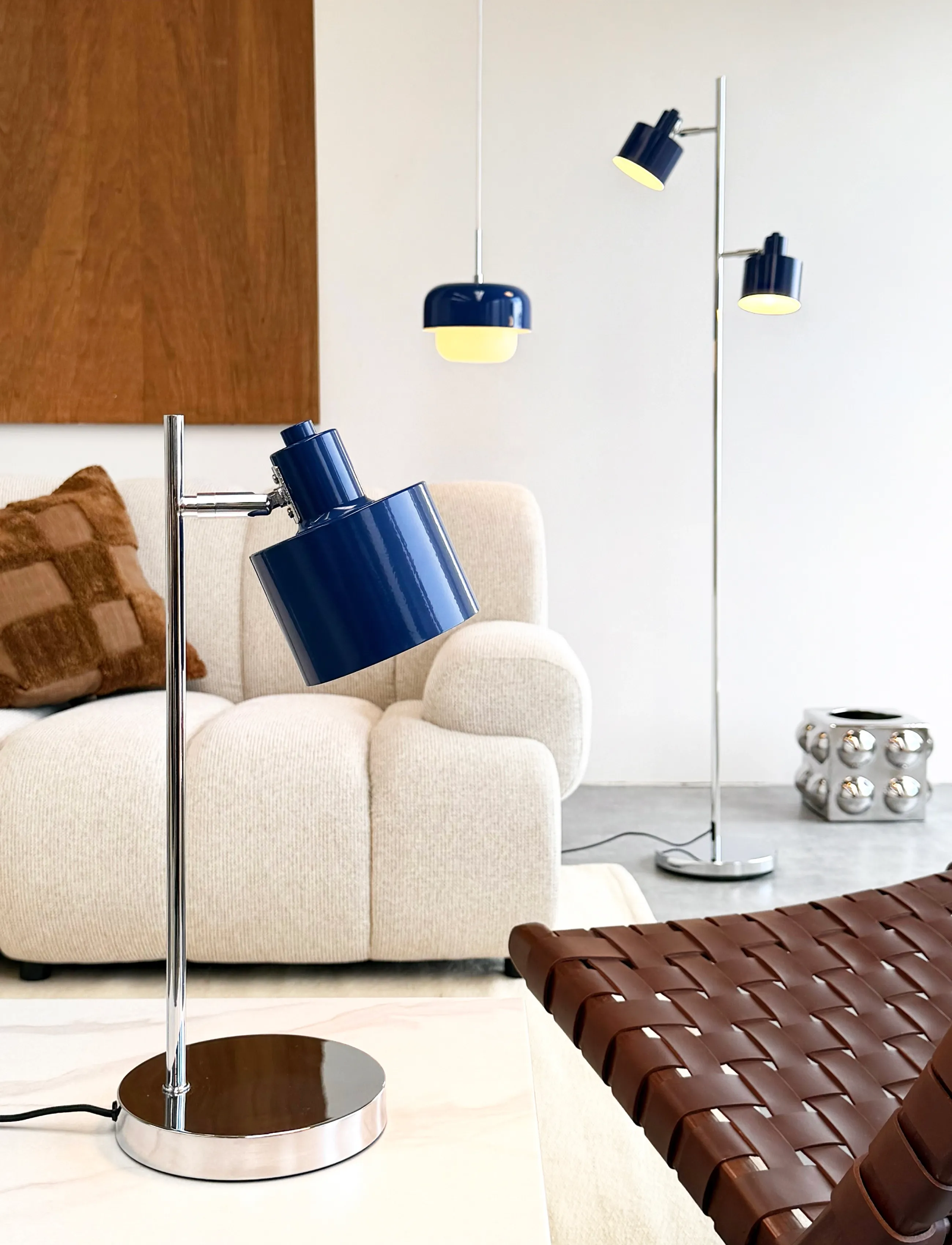 Dyberg Larsen - Ocean bordslampa, blå/krom - bordslampor - blue/ chrome - 4