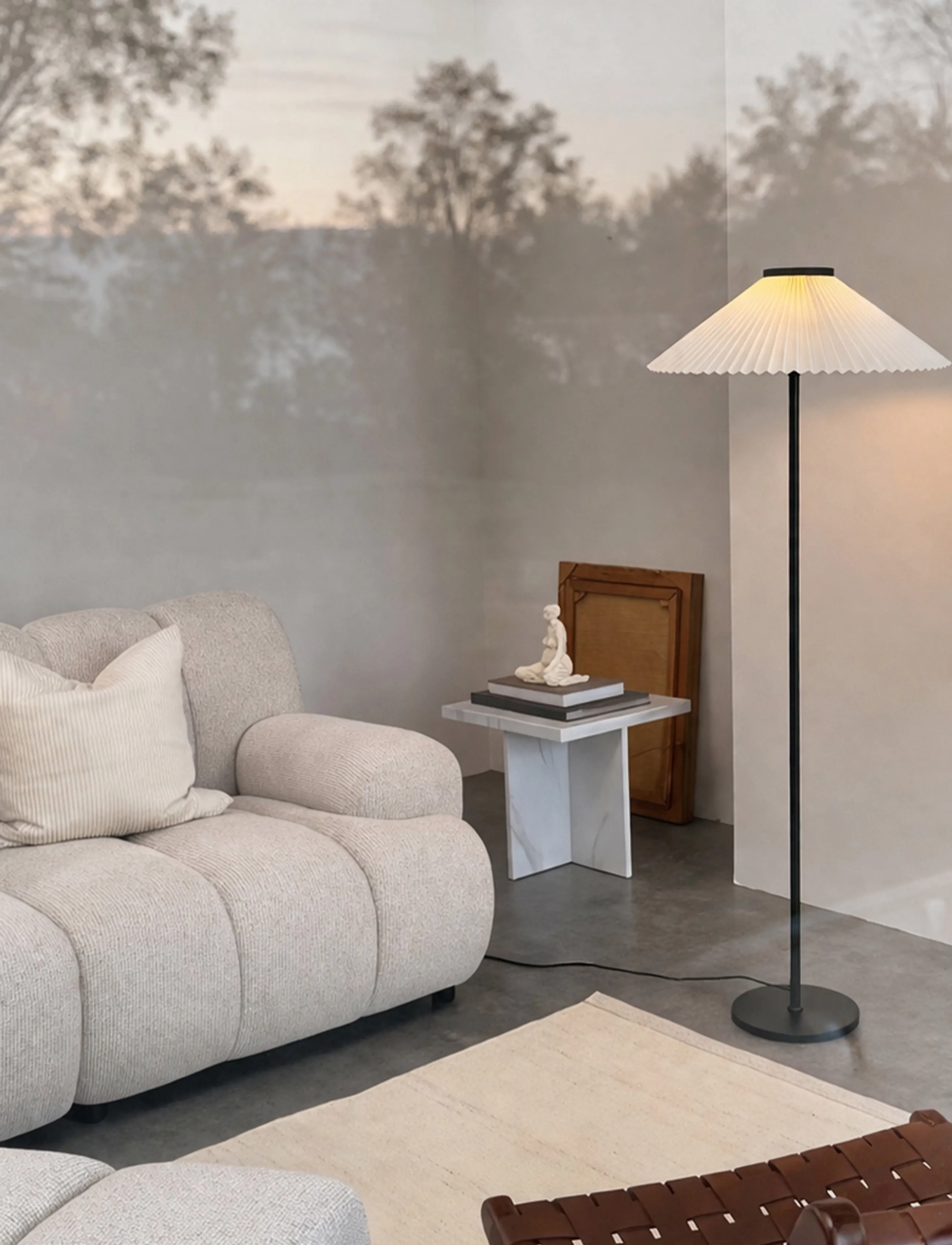 Dyberg Larsen - Plissé golvlampa - golvlampor - black/ off-white - 4