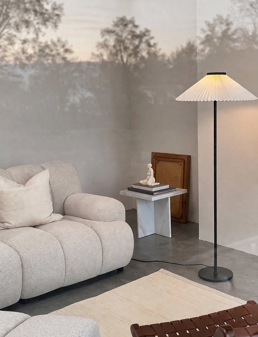 Dyberg Larsen - Plissé Gulvlampe - grindų šviestuvai - black/ off-white - 4