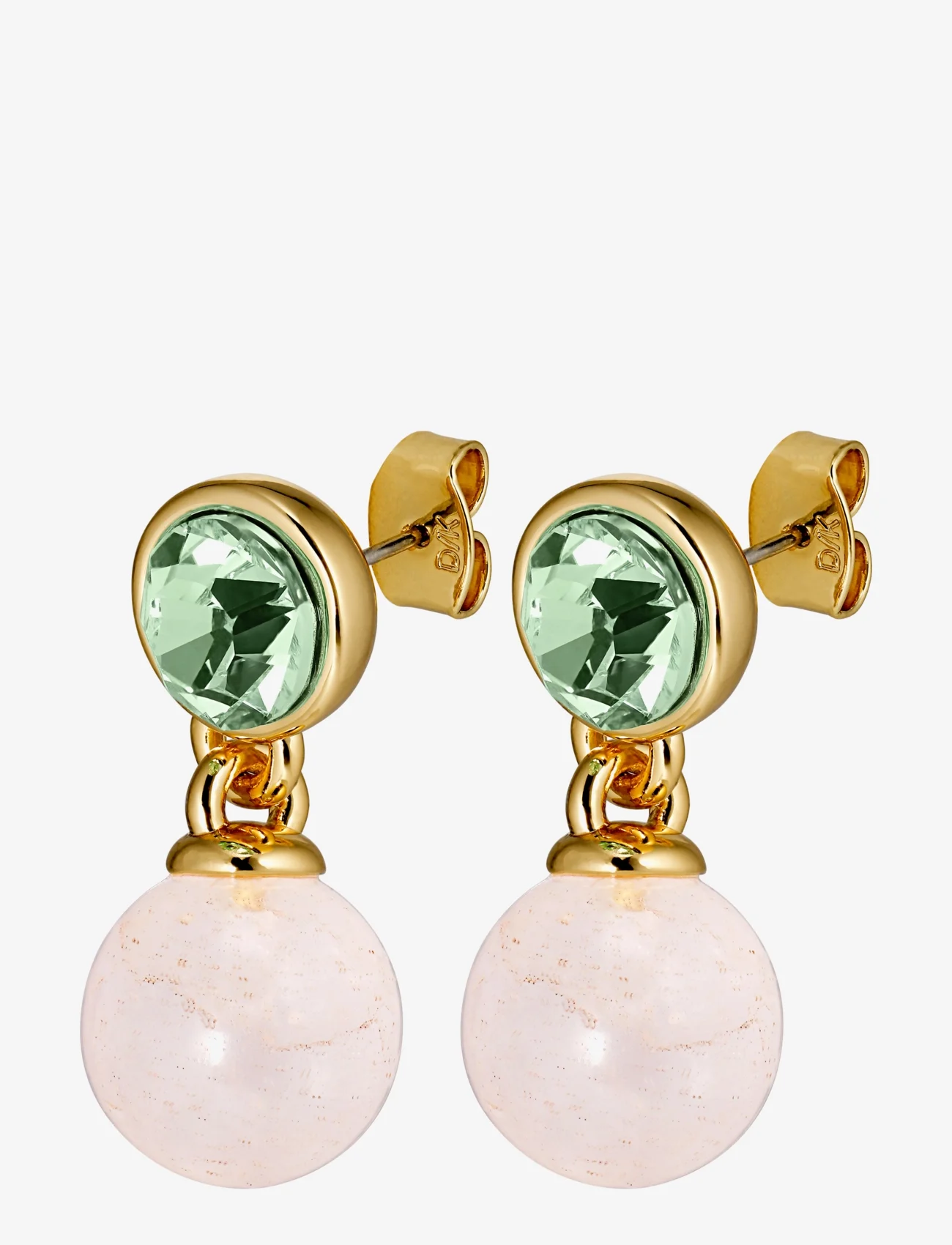 Dyrberg/Kern - NAOMI SG L. GREEN/ROSE - pendant earrings - gold light green/rose - 1