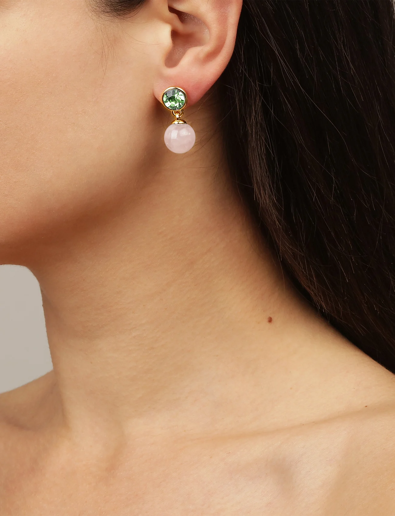 Dyrberg/Kern - NAOMI SG L. GREEN/ROSE - pendant earrings - gold light green/rose - 0