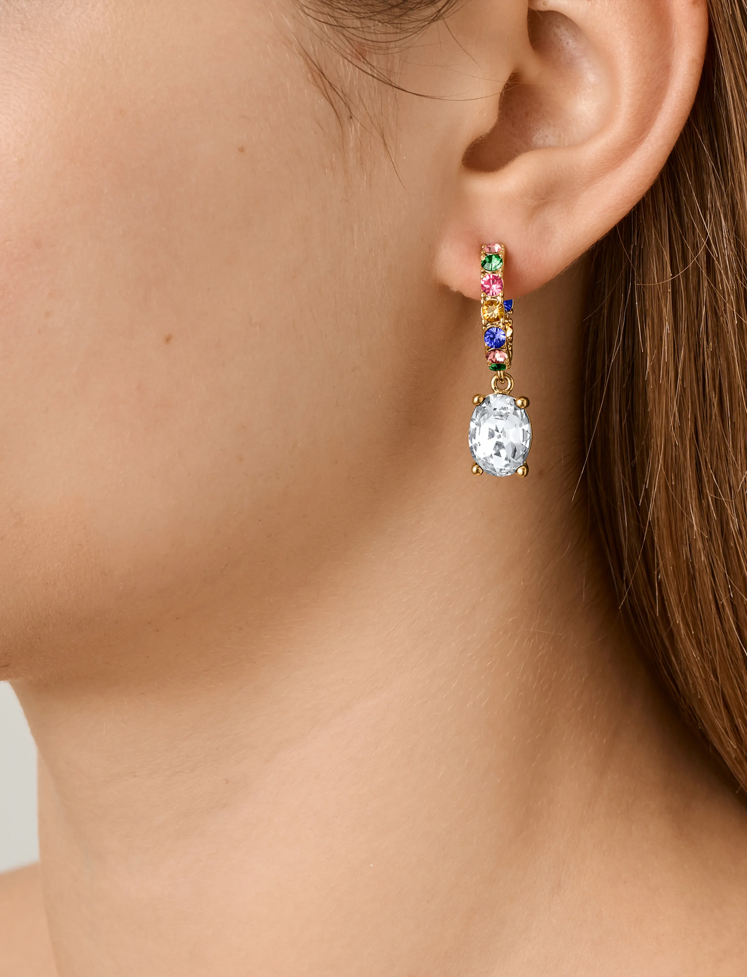 Dyrberg/Kern Barbara Sg Rainbow/Crystal, One Size 3 cm, Multi/patterned, Earrings > Statement Earrings, Dame