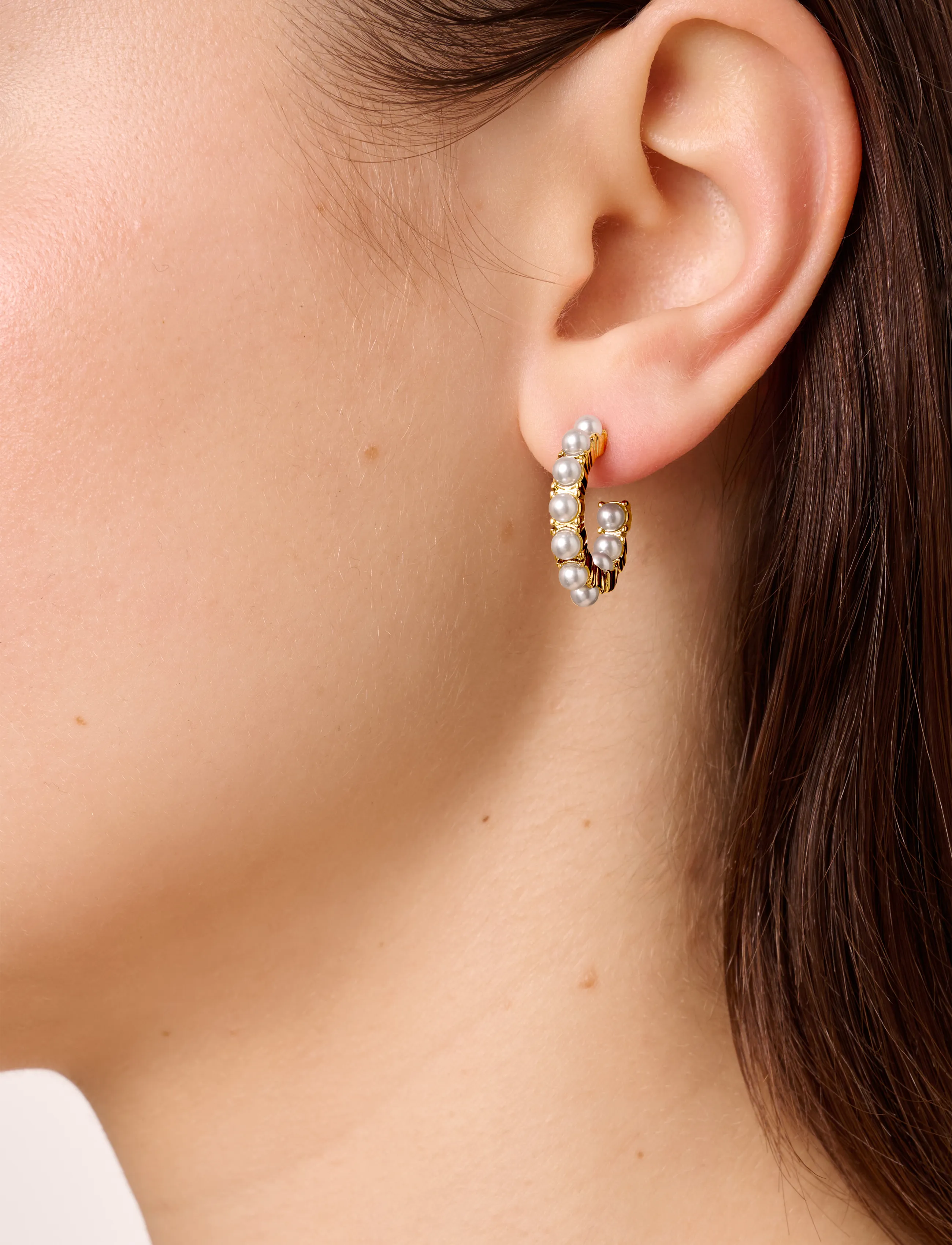 Dyrberg/Kern Raquel Sg White Pearl, One Size, Earrings, Weiß - Hoops, Frauen