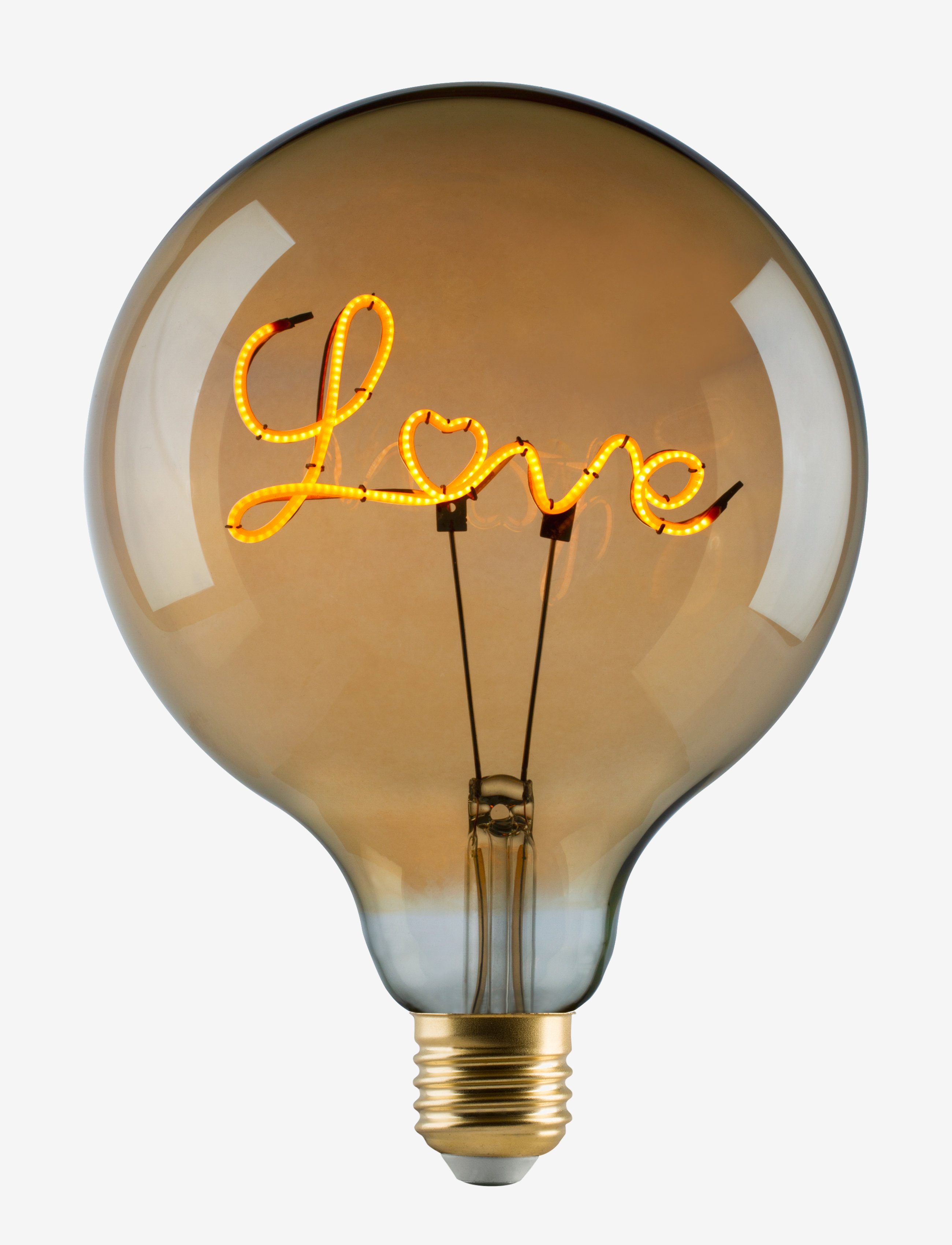 e3light E3 Led Vintage 920 "Love" Base Down Golden Dimmable, Ø12.5X17.4 cm, Lighting, Gold - Lighting Bulbs, Homeware
