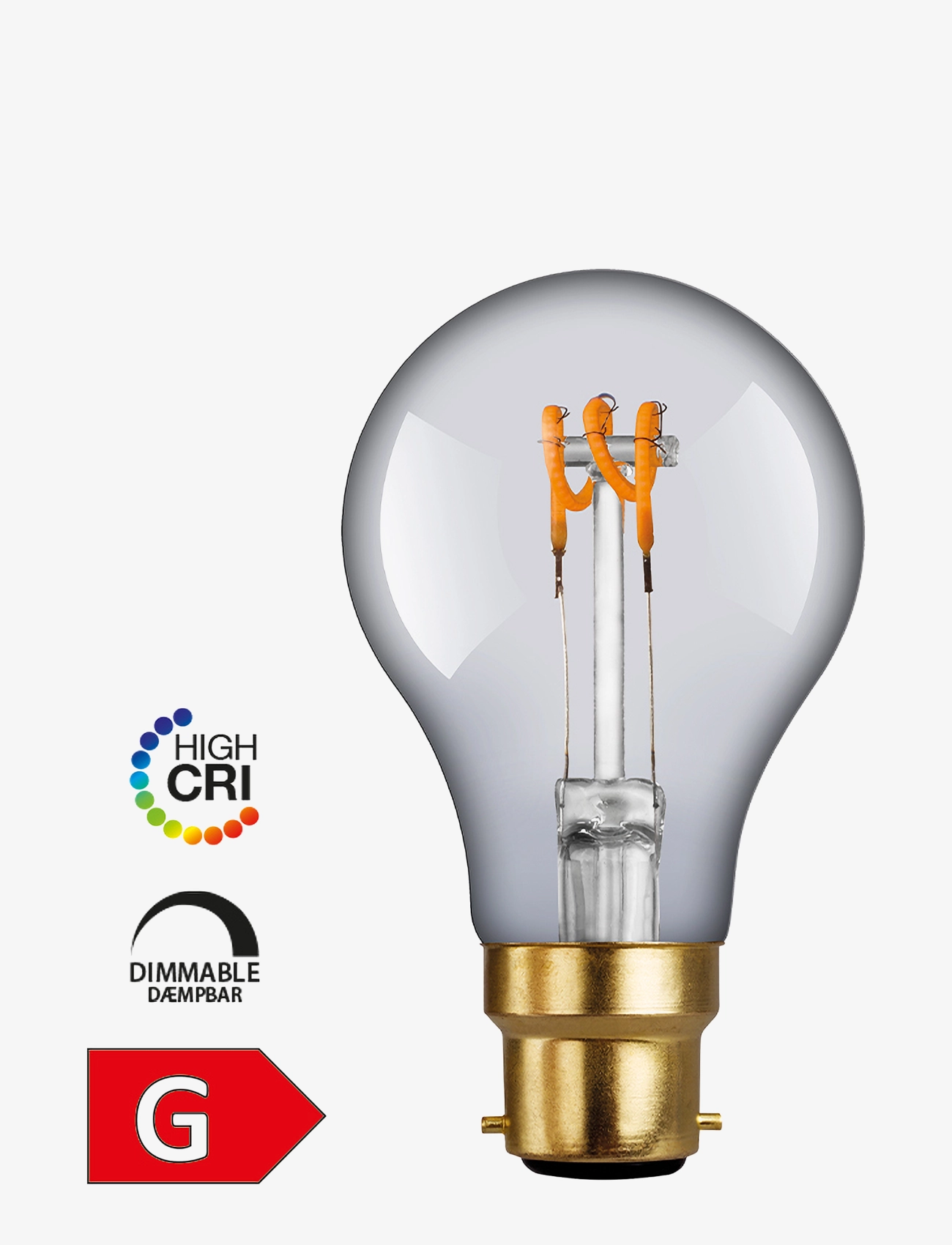 E3LIGHT E3 Led Vintage A60 B22 Spiral Dæmpbar Plastik CLEAR - Ø6.0X10.2CM - Unisex
