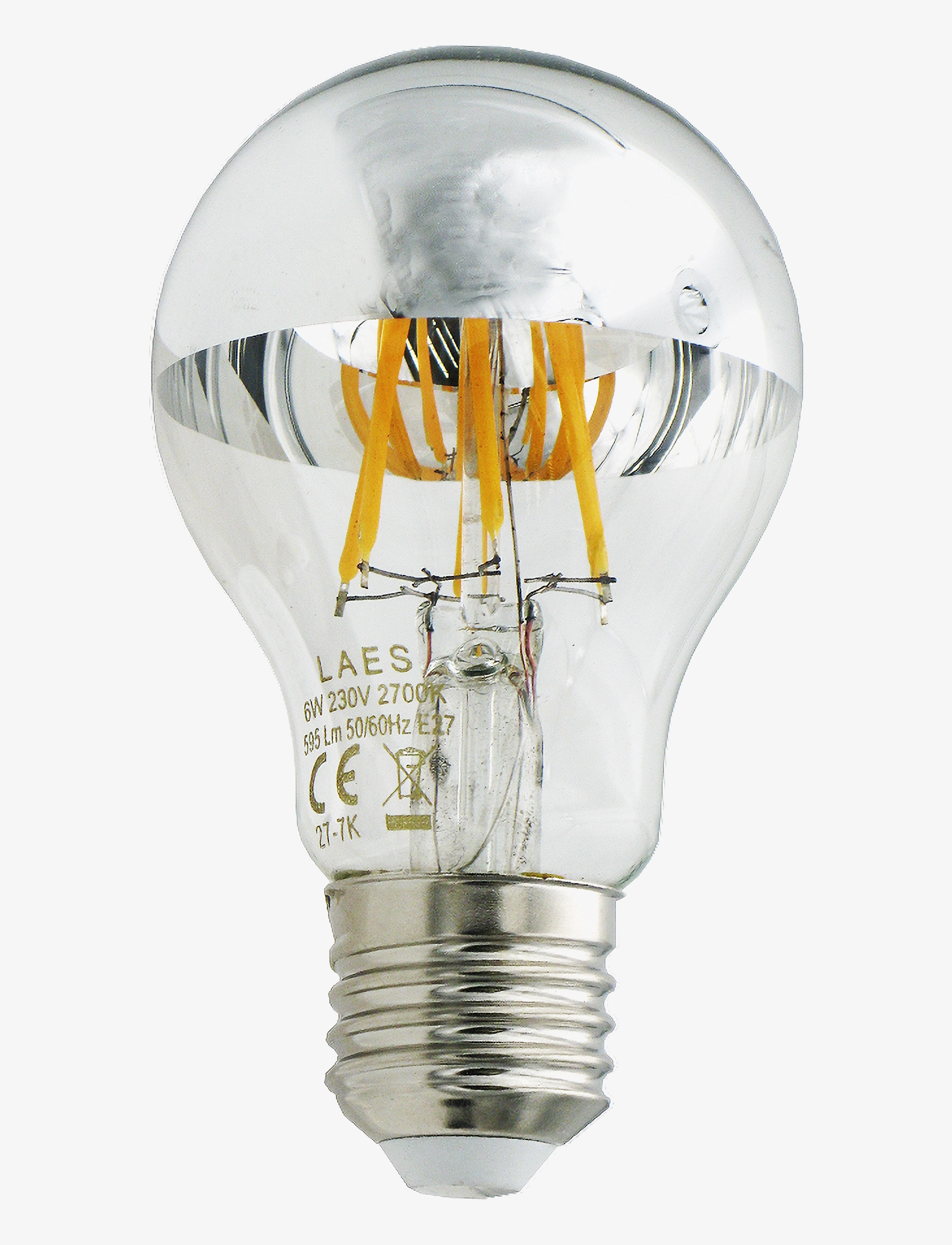 LAES LED Filament A60 E27 827 595lm Chrome topmirror - CLEAR/CHROME