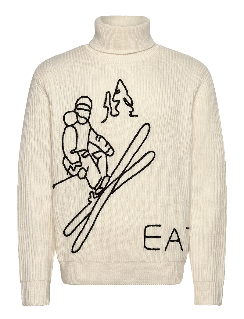 EA7 - PULLOVER - rollkragen - bianco / black emb - 0