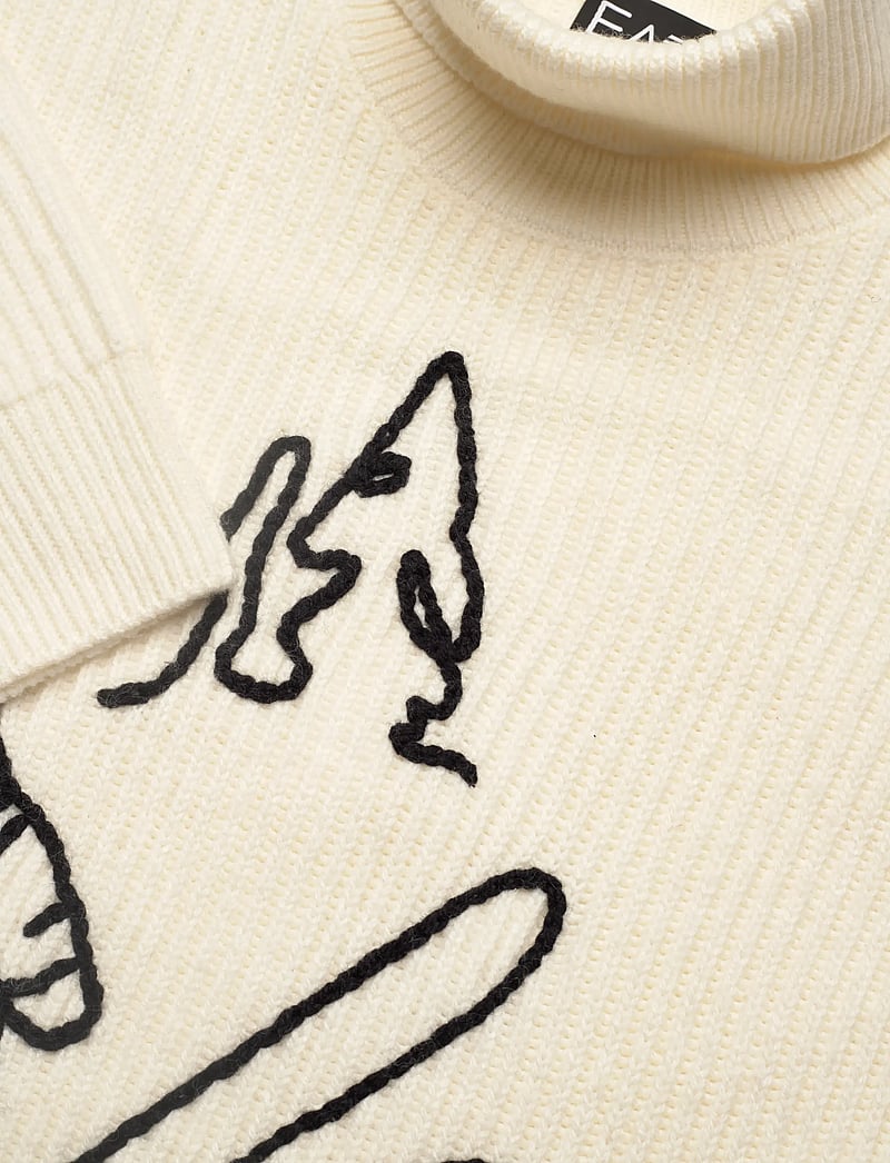 EA7 - PULLOVER - rollkragen - bianco / black emb - 2