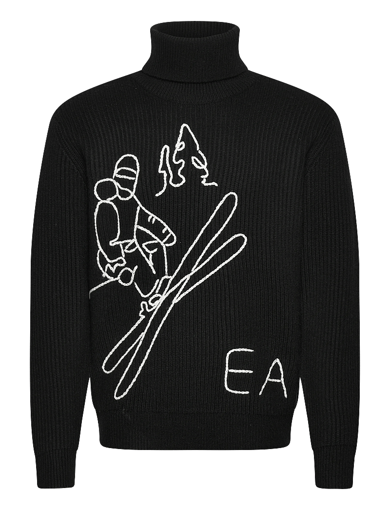 EA7 - PULLOVER - polokrage - black / bianco emb - 0