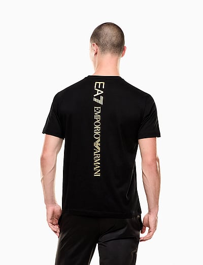 EA7 T-SHIRT - Short-sleeved t-shirts - BLACK / GOLD / black