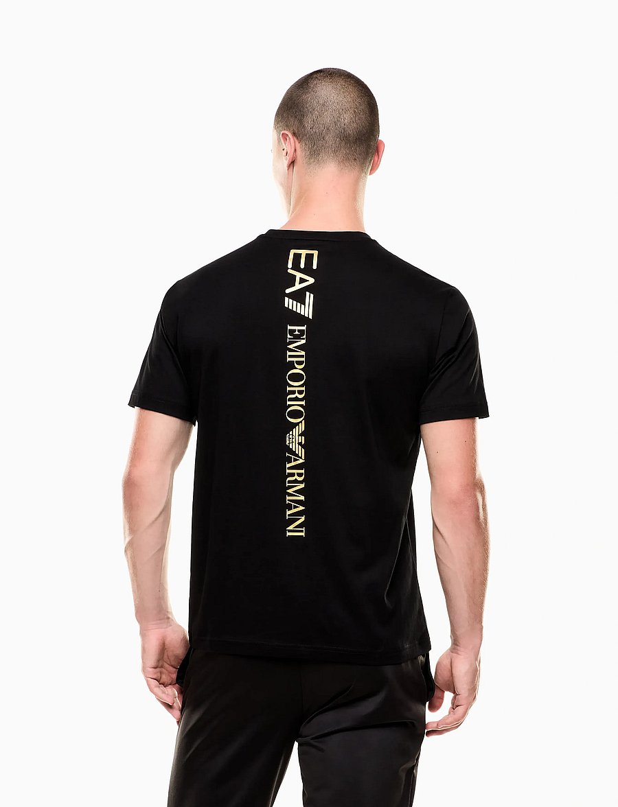 EA7 - T-SHIRT - kurzärmelige t-shirts - black / gold - 0