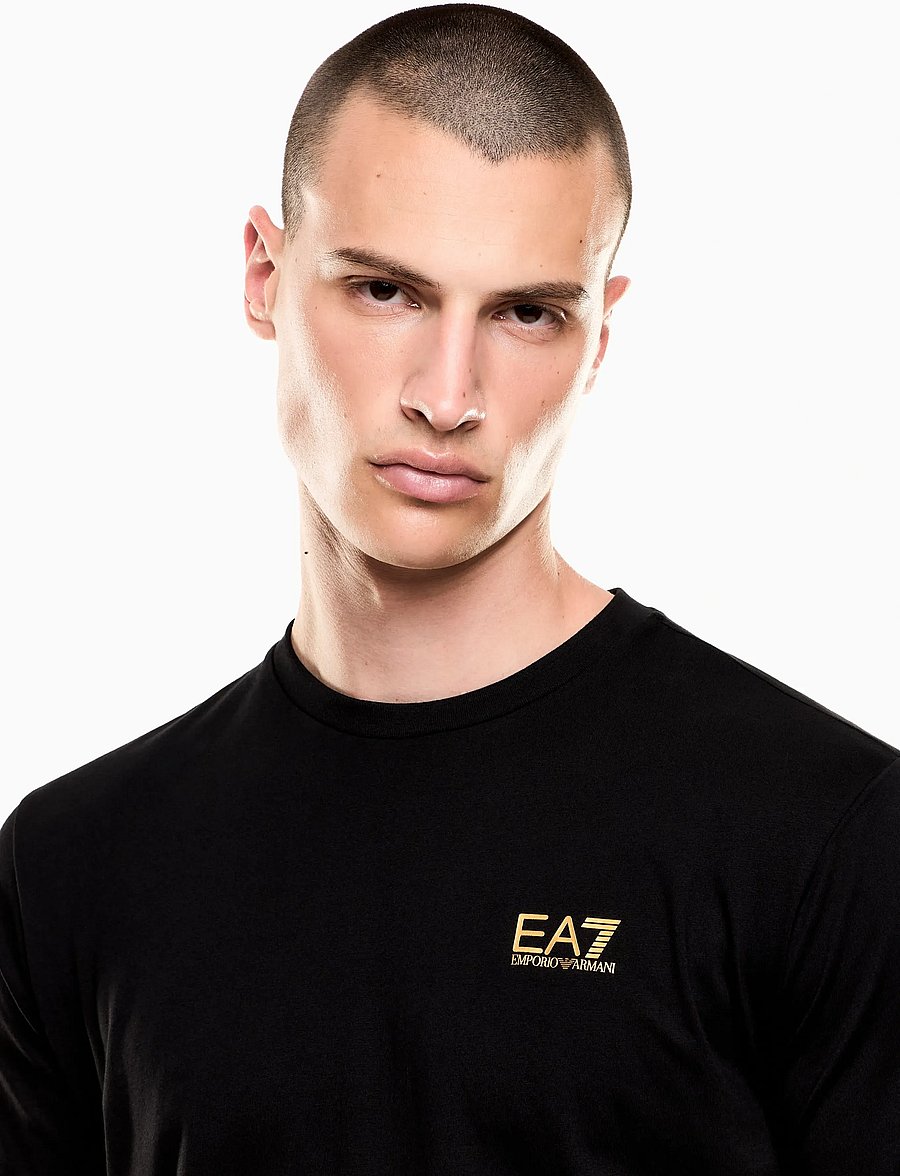 EA7 - T-SHIRT - kurzärmelige t-shirts - black / gold - 3