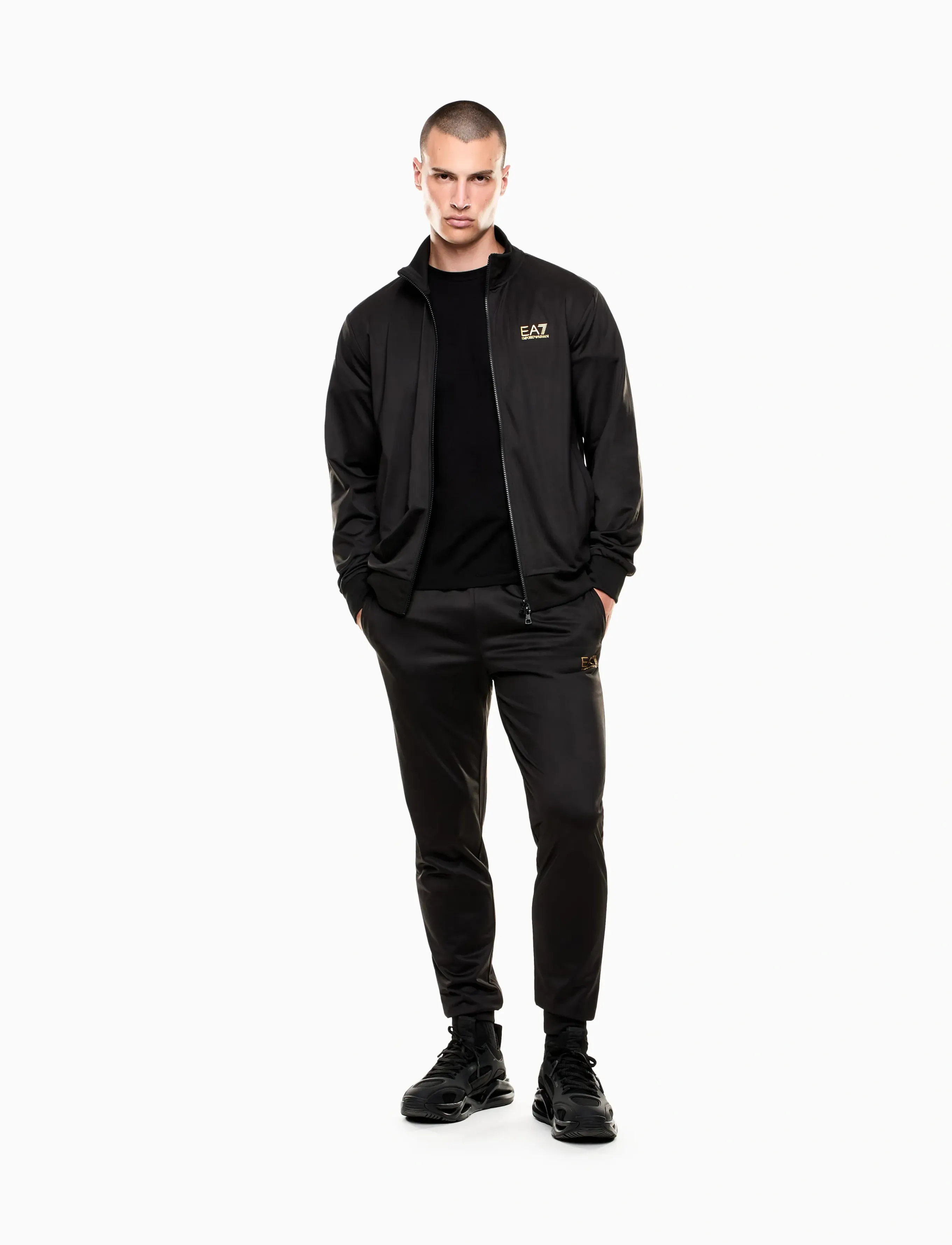 EA7 - T-SHIRT - kortärmade t-shirts - black / gold - 4