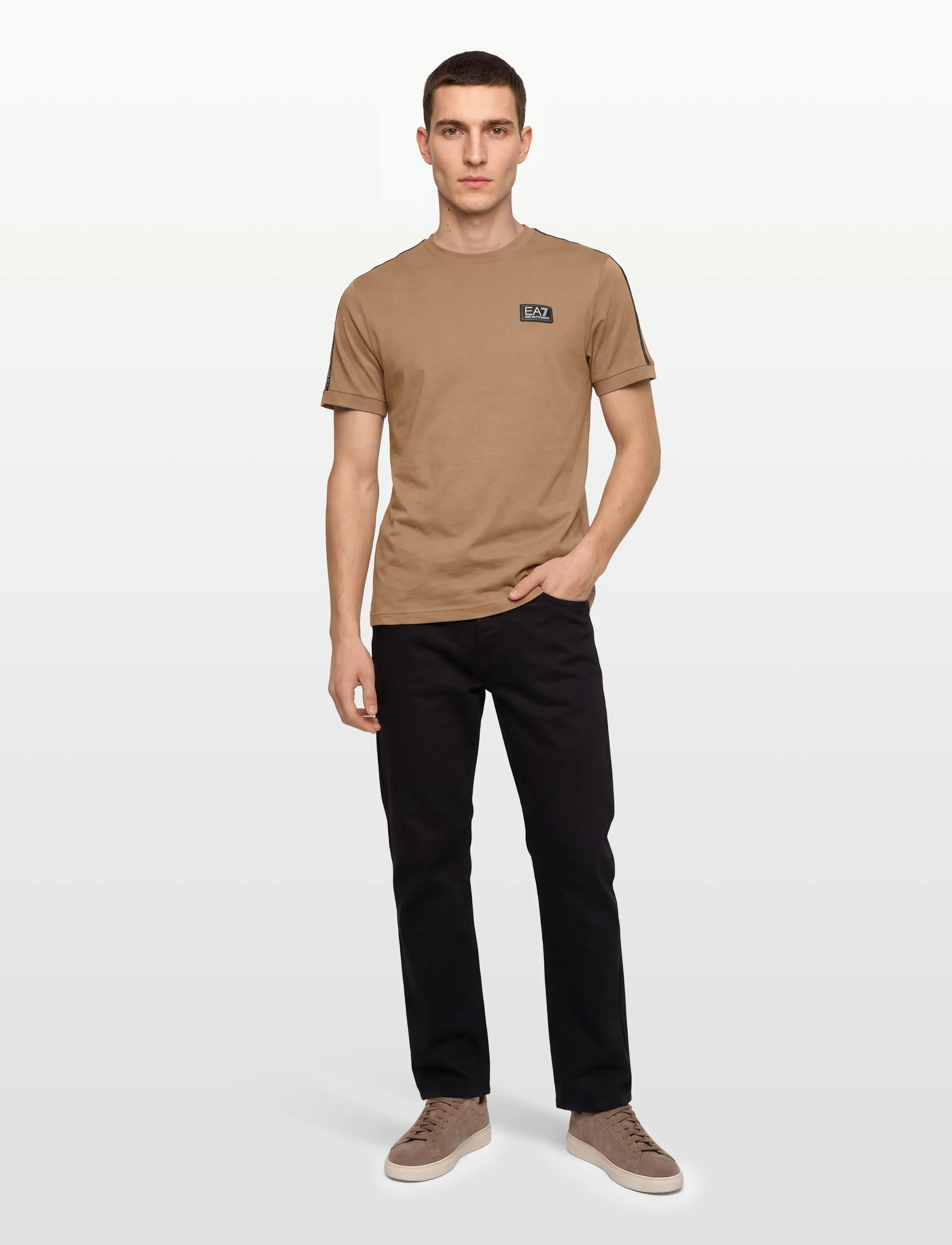 EA7 T-Shirt, L, T-shirts, Beige - Short-sleeved, Männerswear