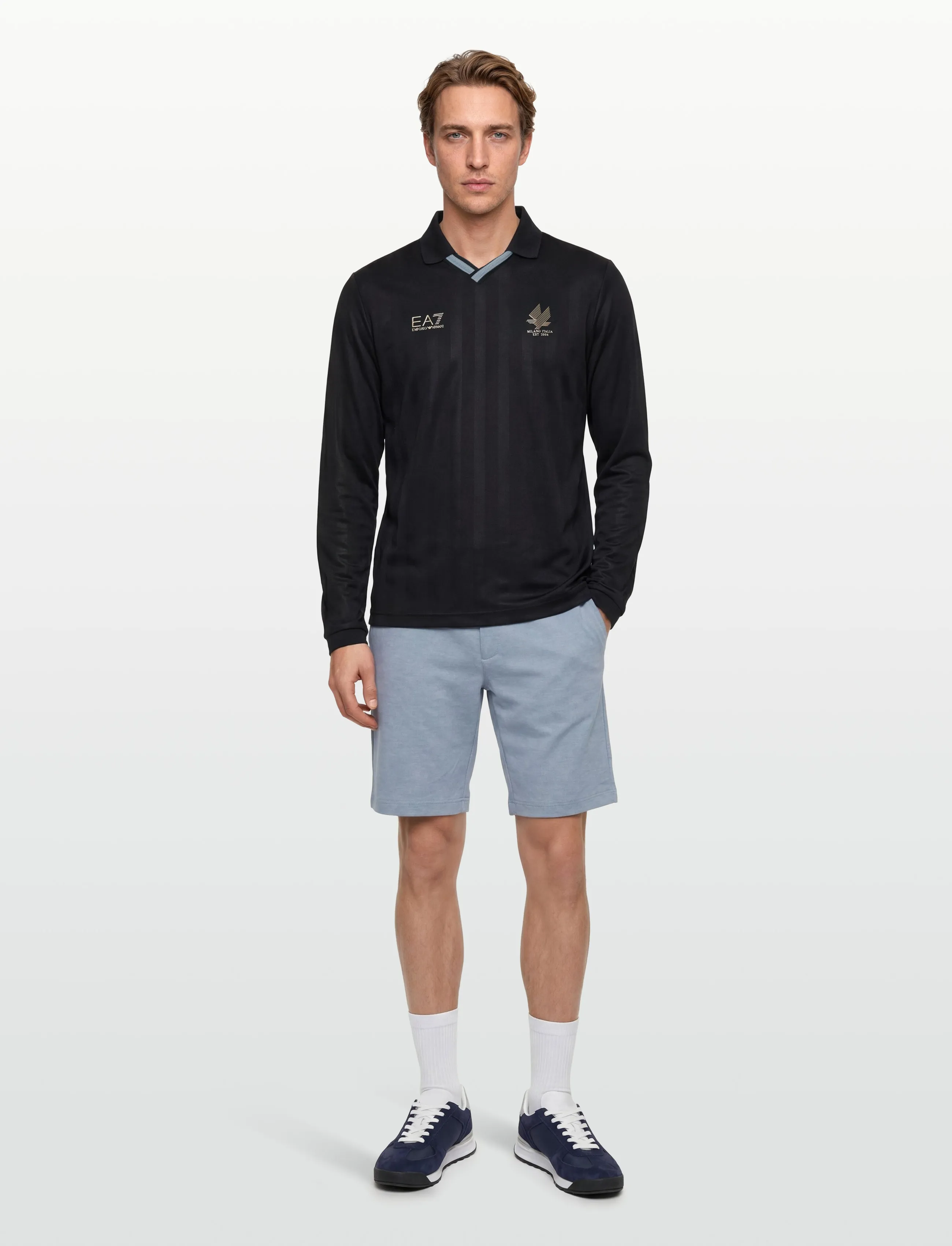 EA7 Polo Shirt, L, Black, Sport Polos > Sport Long-sleeved Polos, Herre