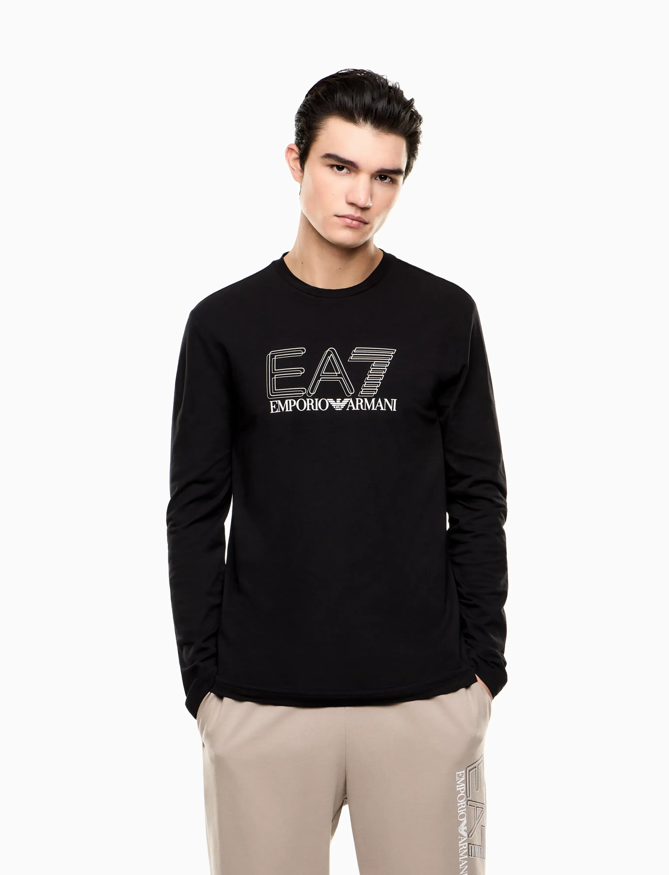 EA7 T-Shirt, XXL, T-shirts, Schwarz - Long-sleeved, Männerswear