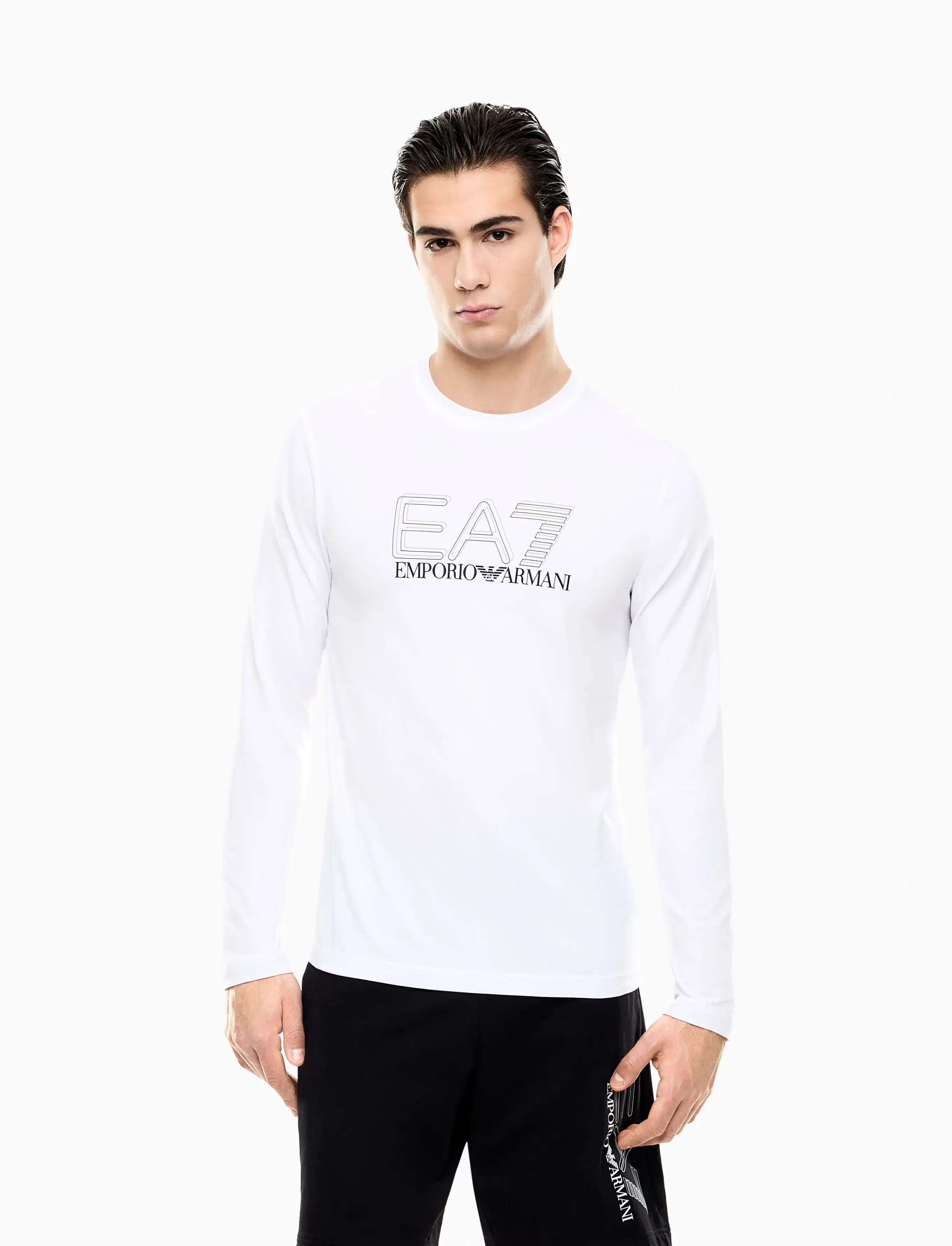 EA7 T-Shirt, XS, White, T-Shirts > Langærmede, Herre