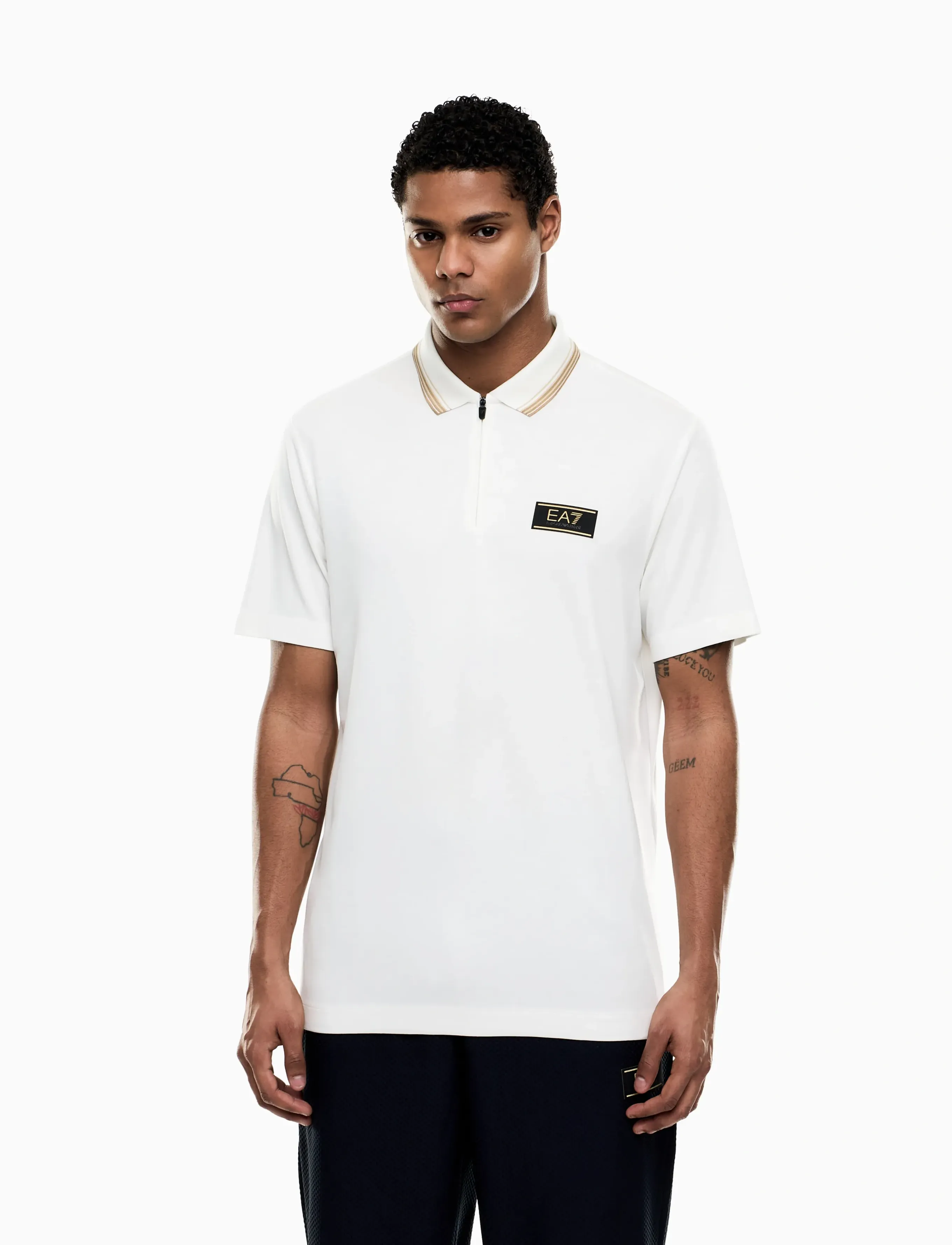 EA7 Polo Shirt, M, Polos, Creme - Short-sleeved, Männerswear